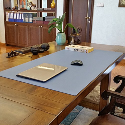 ZSZBACE Leather Laptop Desk Mat - Large Light Blue for Office & Home Workspace