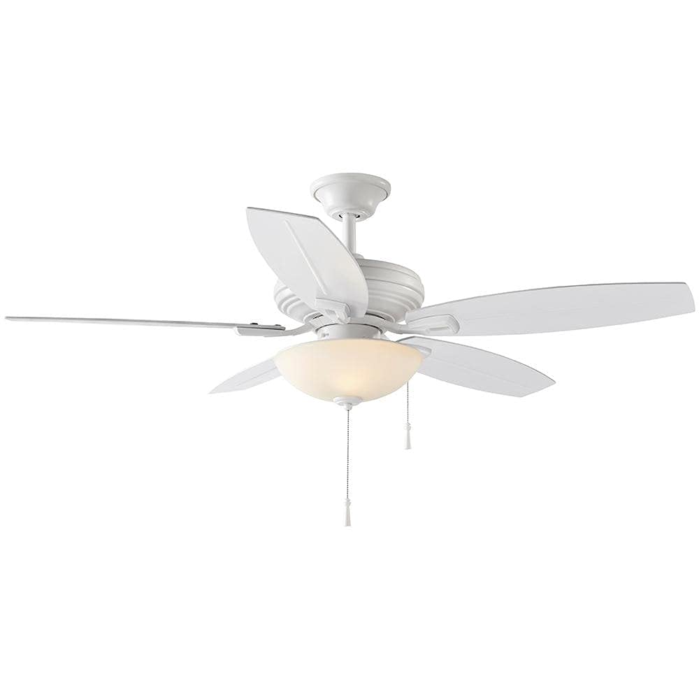 52 Inch LED Outdoor Ceiling Fan with Light - Matte White Finish - Weatherproof for Patio, Deck, and Covered Porch Use