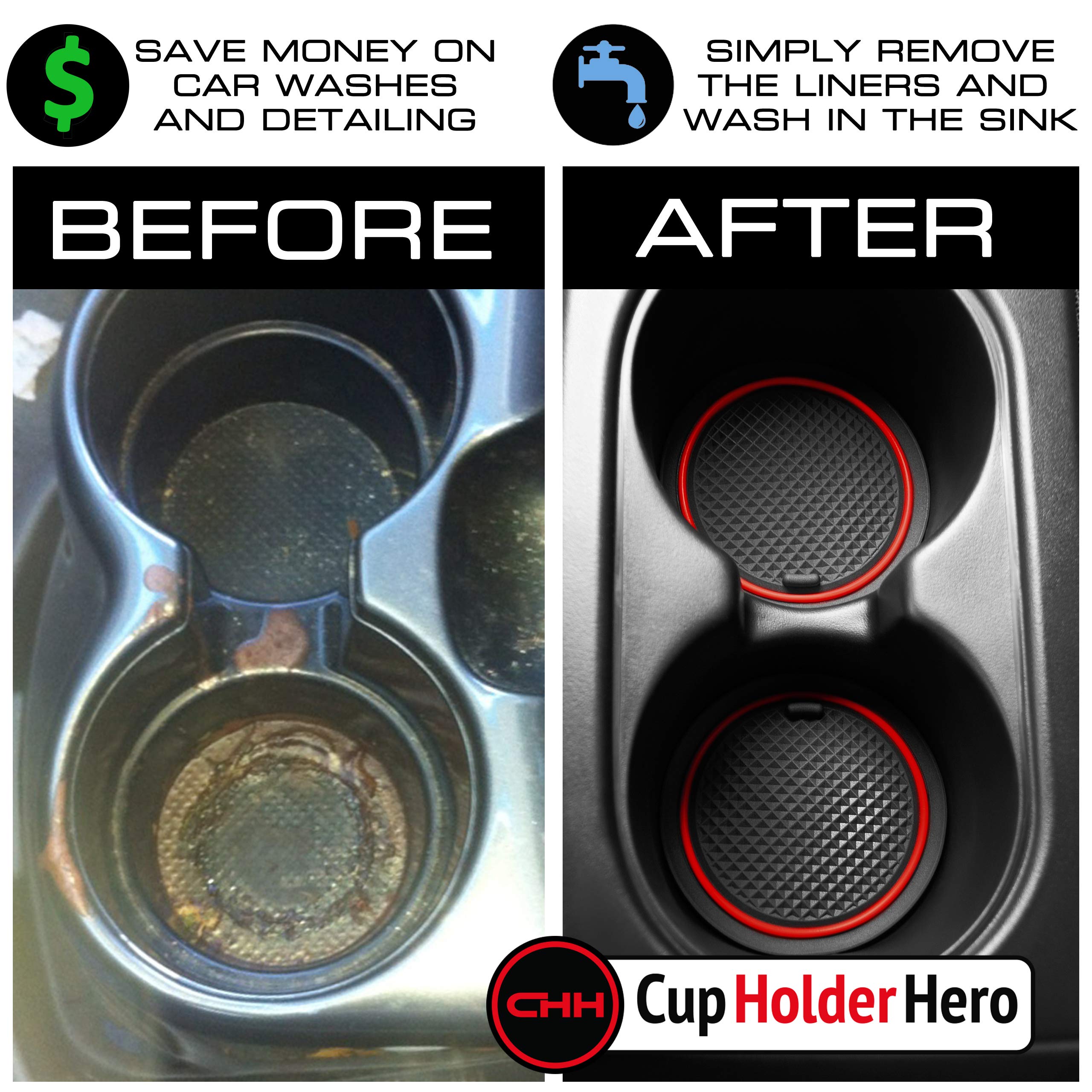 Premium Non-Slip Cup Holder Inserts & Console Liners for Chevy Silverado 1500 & GMC Sierra (2014-2022) - 24pc Custom Interior Accessories Set with Anti-Dust Design (Red Trim) | Perfect for Crew Cab with Bucket Seats - Keep Your Car Clean & Organized on Road Trips & Daily Commutes