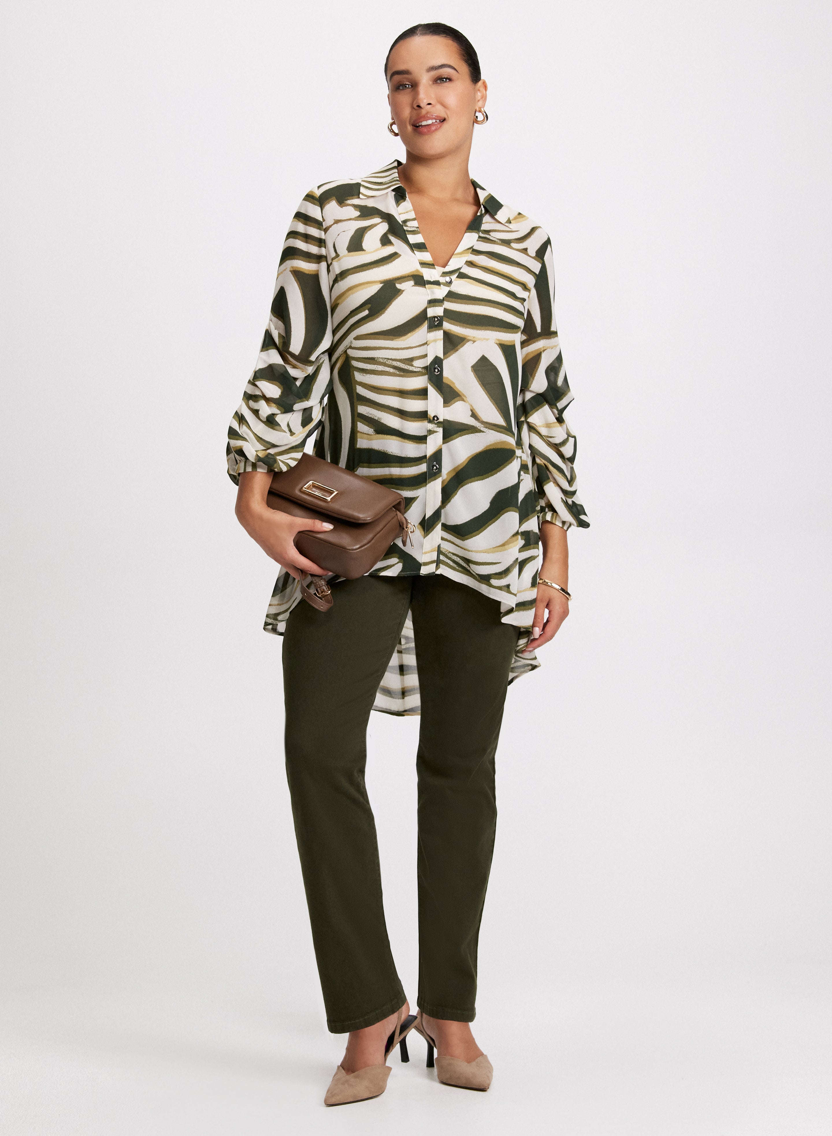 Women's Stylish Animal Print Button Up Tunic Top - Casual Long Sleeve Blouse for Work, Date Night & Fall Outfits | Perfect for Office Wear, Weekend Brunch & Holiday Parties