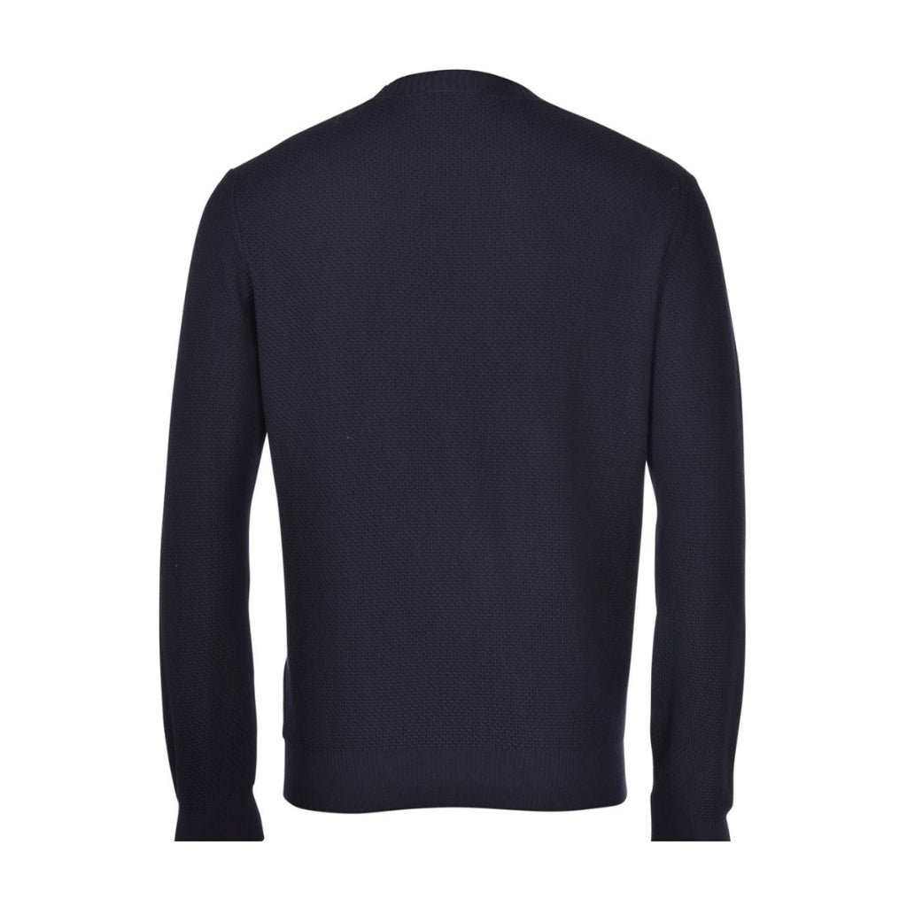 GRAN SASSO Organic Cotton Long Sleeve Crewneck T-Shirt for Men - Soft Breathable Navy Blue Top for Casual Wear & Outdoor Activities