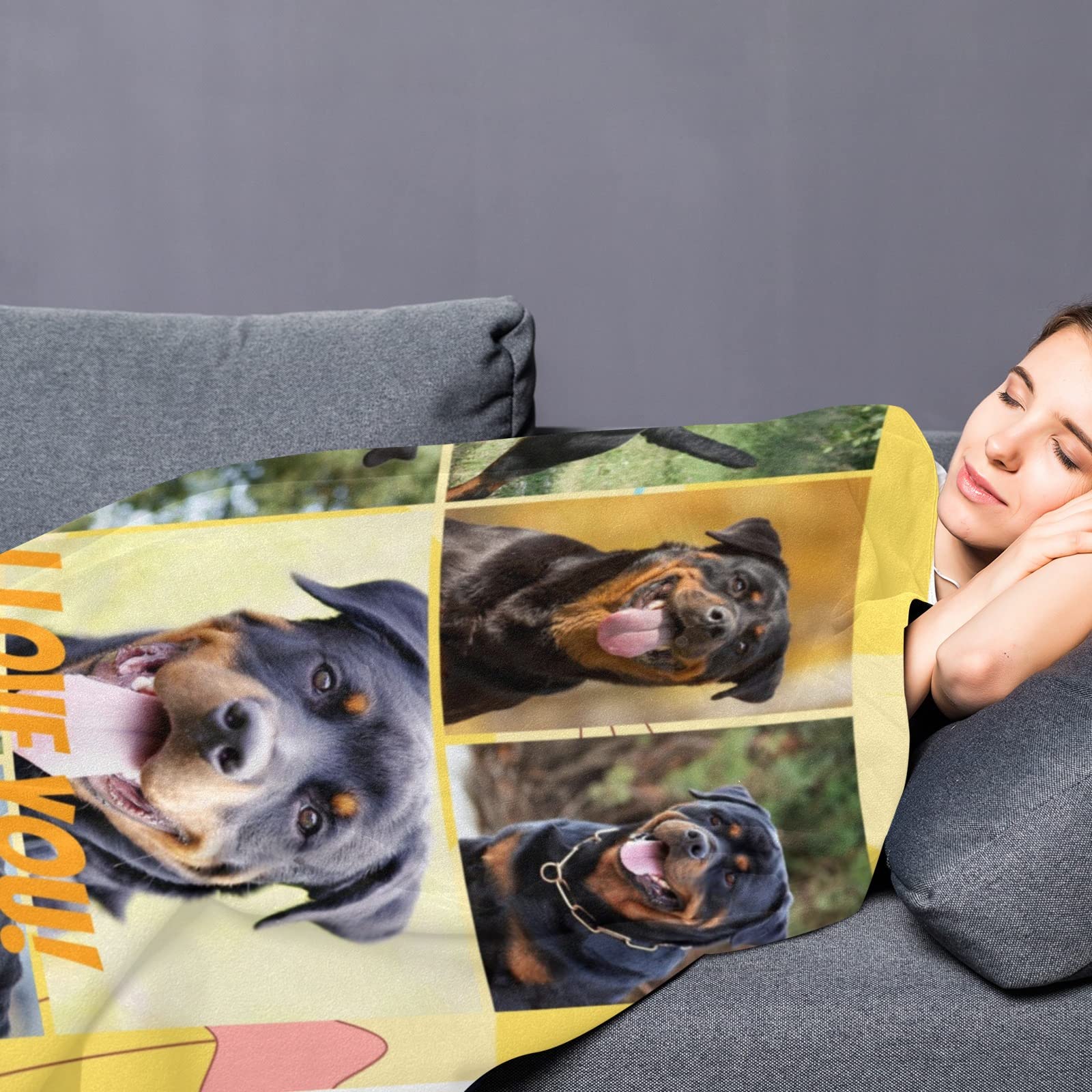 Personalized Photo Blanket - Custom Fleece Throw with 7 Photo Collage for Pets, Kids & Family | Perfect Birthday, Wedding & Anniversary Gift | Cozy Sofa, Bed & Living Room Blanket for Home Decor