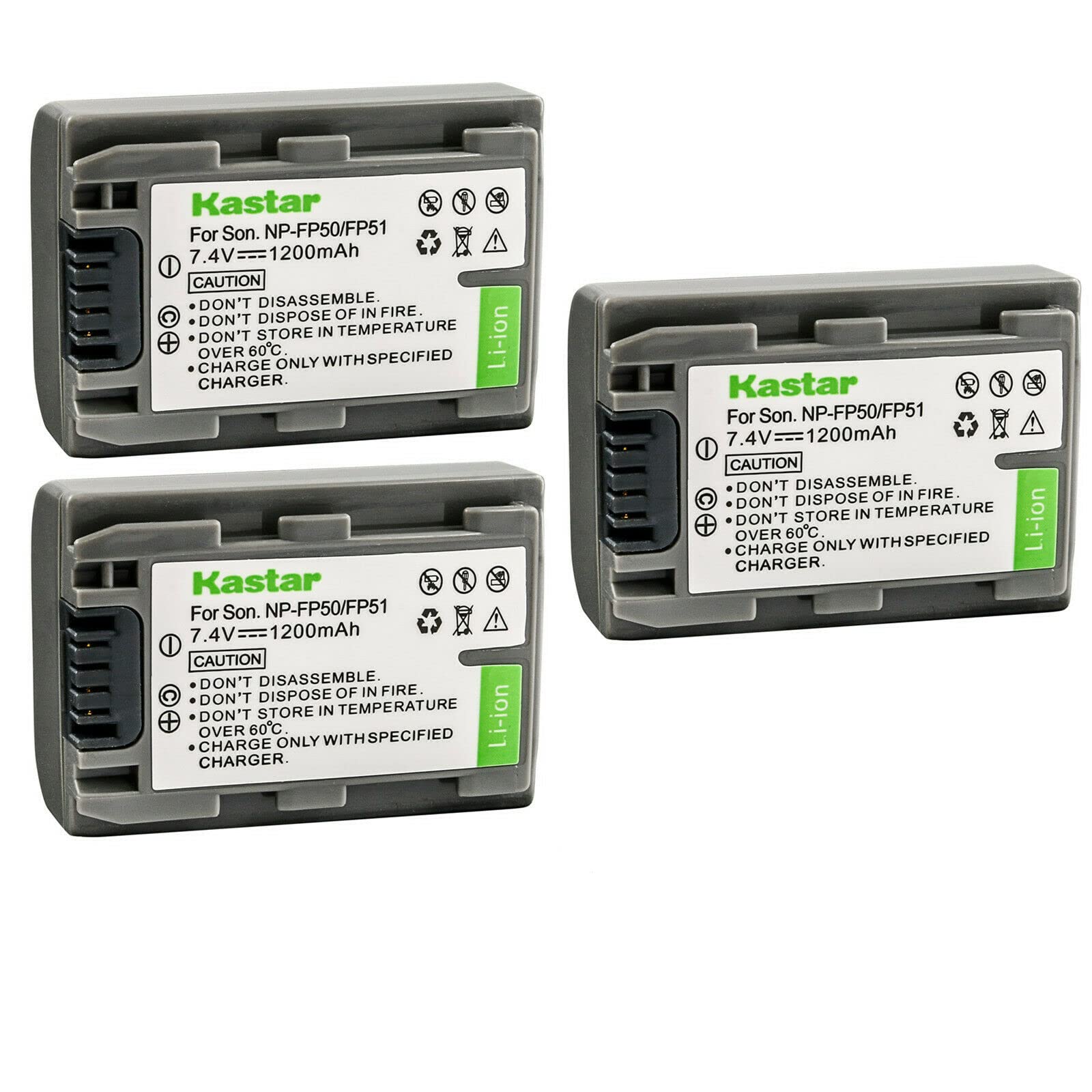 Kastar 3-Pack NP-FP50 NP-FP51 Replacement Battery for Sony DCR-HC Series Camcorders - Compatible with HC21, HC22, HC23, HC24, HC26, HC28, HC30, HC32, HC33, HC35, HC36, HC39 - Perfect for Travel, Vlogging & Home Video Recording