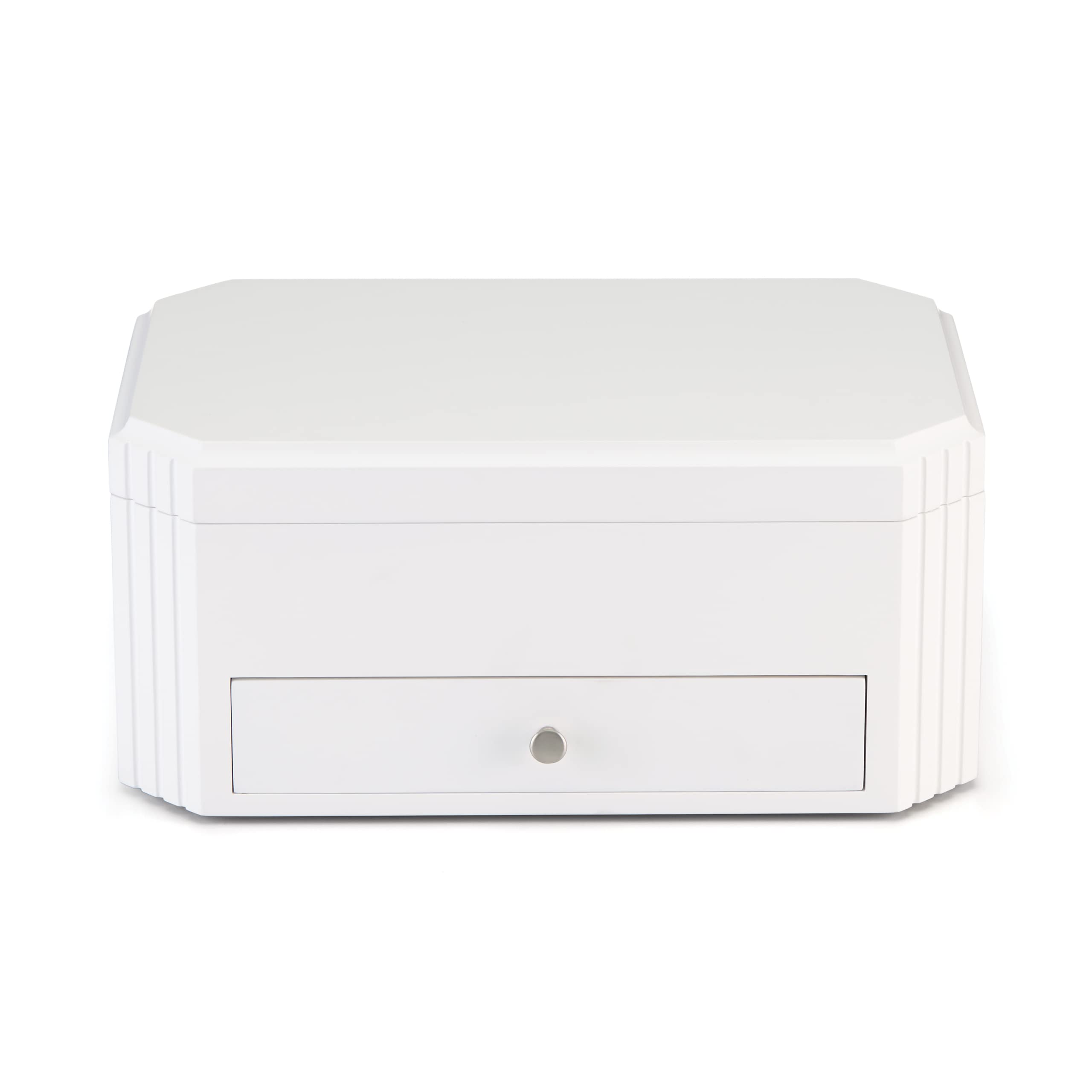 Reed and Barton White Lea Jewelry Box - Elegant Storage for Necklaces, Rings & Earrings | Perfect for Dresser Top, Travel & Gift Giving (8.90 LB)