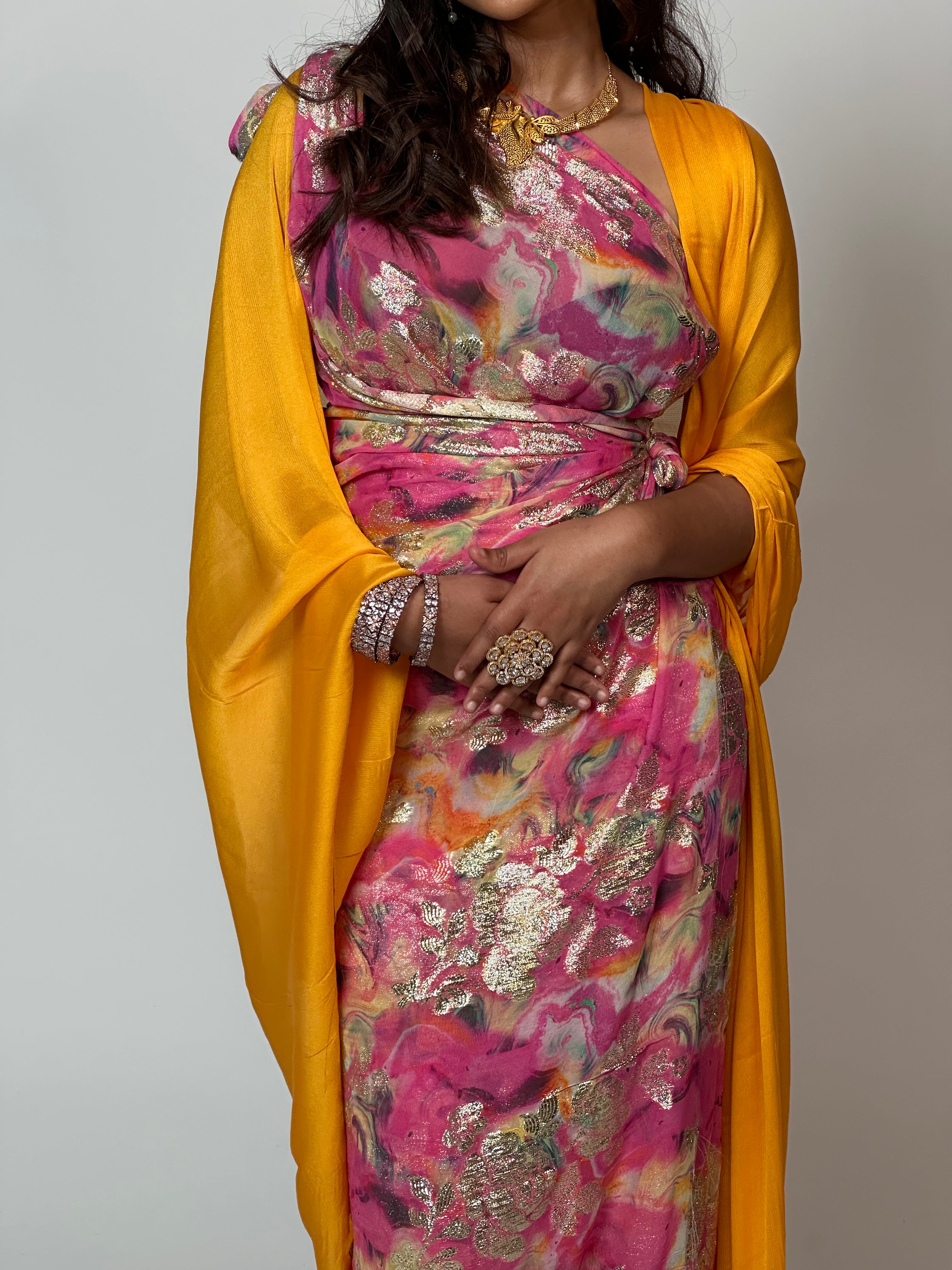 Pink & Orange Golden Somali Dirac/Guuntino - Traditional African Dress for Women - Perfect for Weddings, Parties & Cultural Events