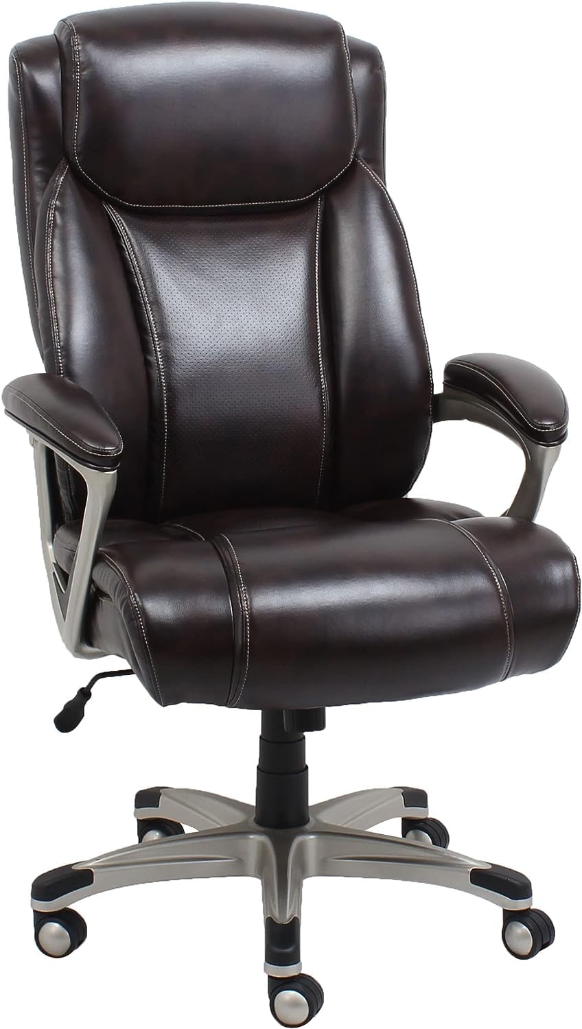 Amazon Basics Big & Tall Executive Office Desk Chair with Lumbar Support - Adjustable Height & 350 Lb Capacity - Black Pewter Finish (28.5