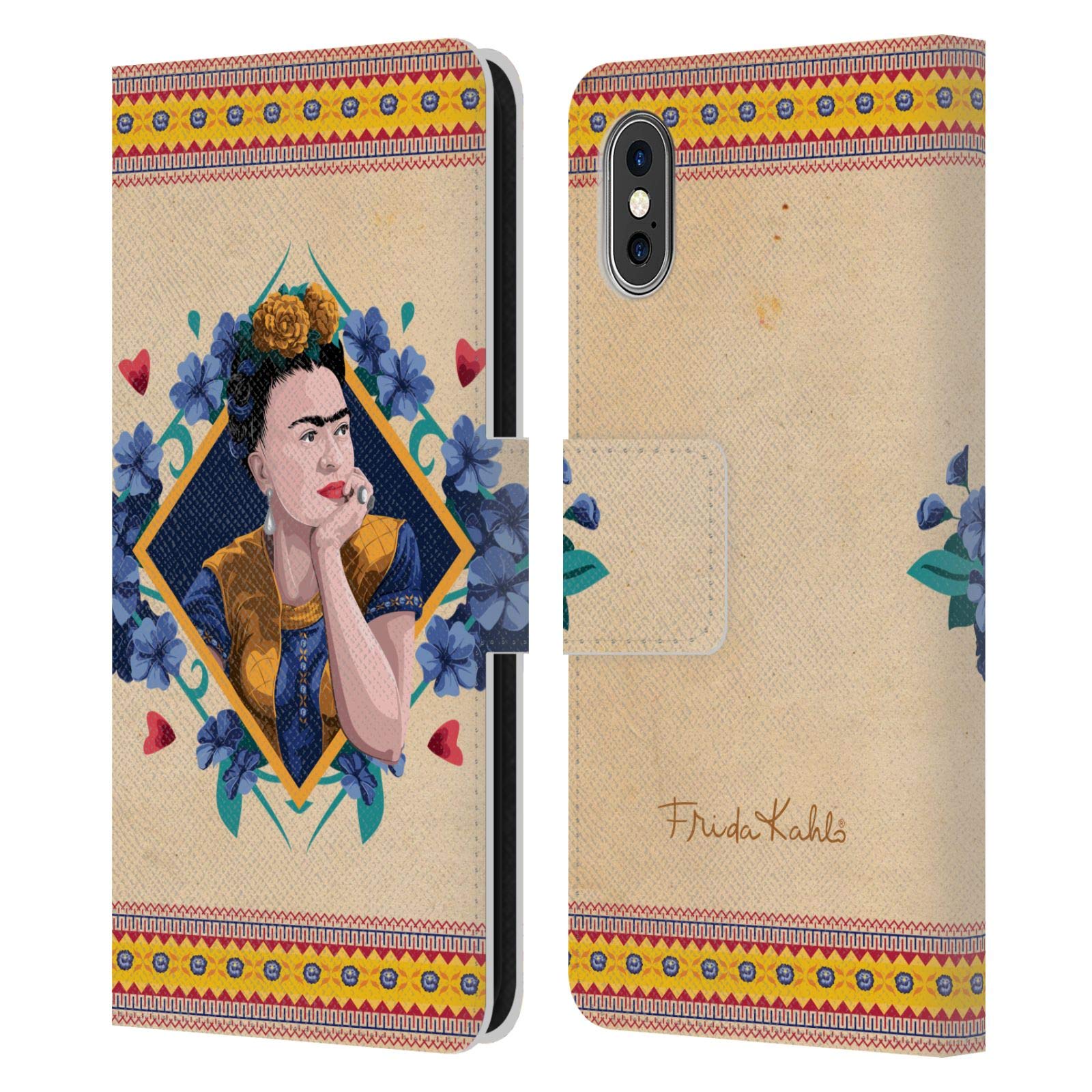 Frida Kahlo Indigo Portrait Leather Book Wallet Case Cover for iPhone X/Xs - Officially Licensed by Head Case Designs | Perfect for Art Lovers & iPhone Protection