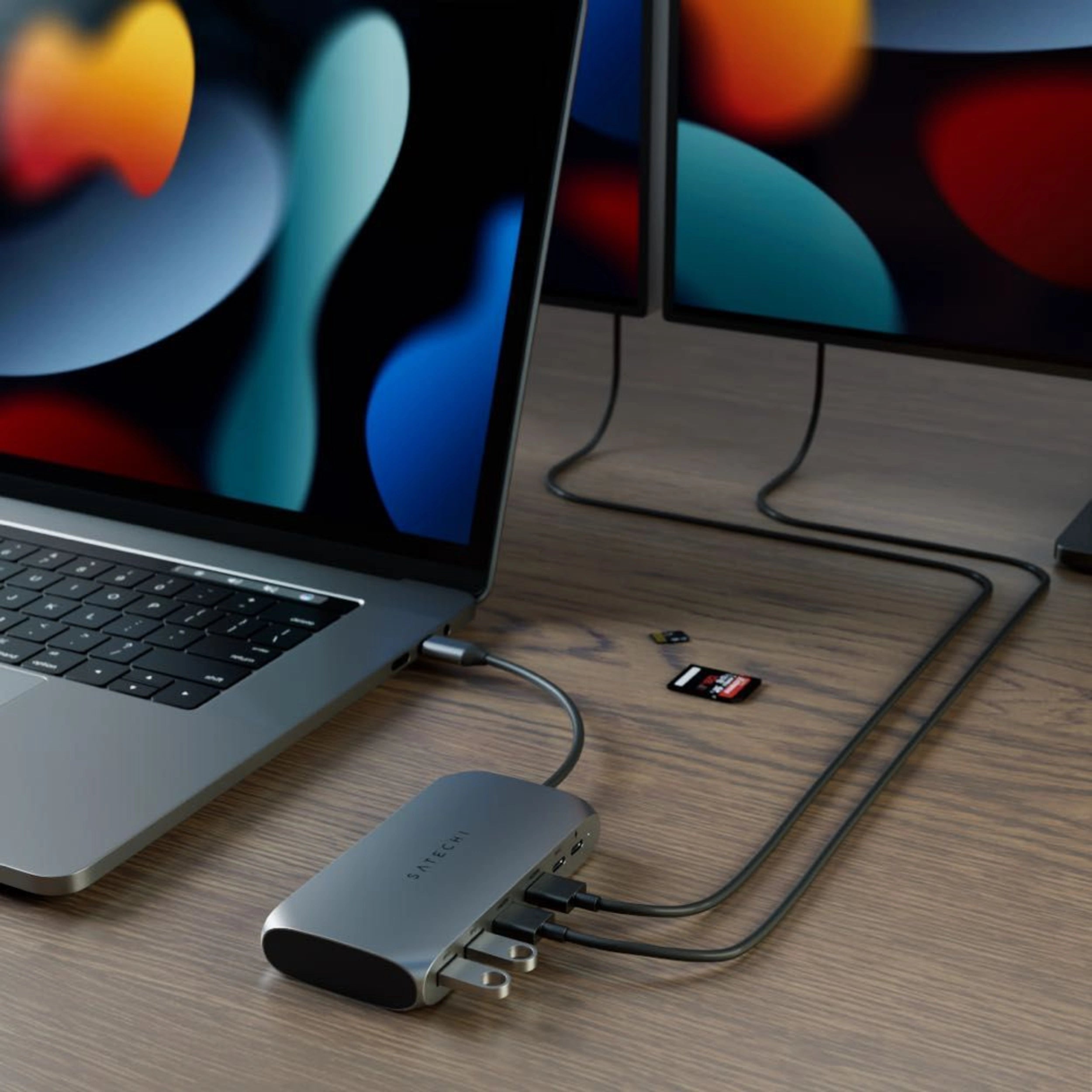 Satechi USB C Multimedia Adapter for MacBook Pro M1 - 6-in-1 Hub with 4K HDMI, USB 3.0, SD Card Reader, USB-C PD - Perfect for Home Office, Travel & Presentations