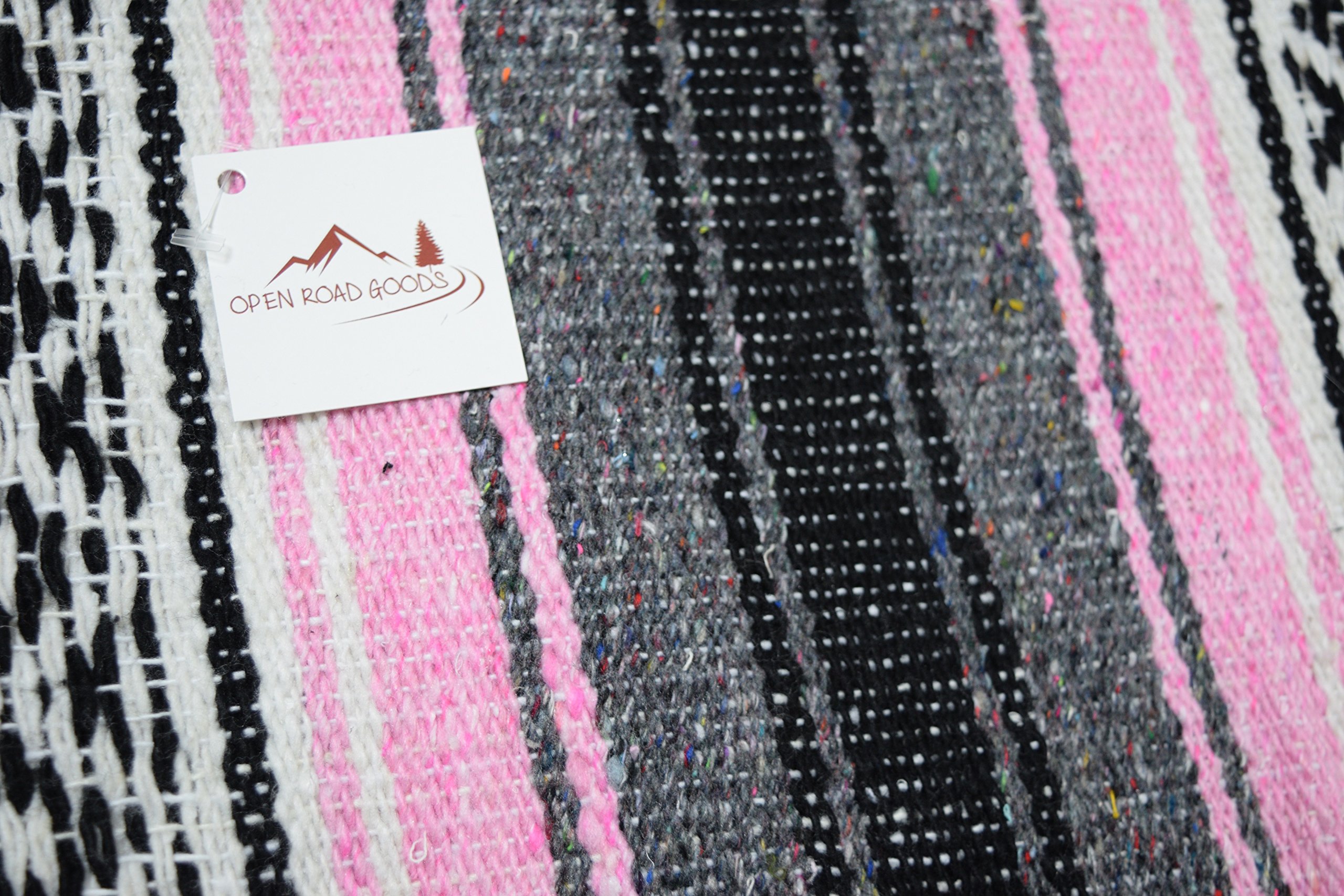 Authentic Pink Mexican Serape Falsa Blanket - Handwoven Cotton Throw - Perfect for Beach Picnics, Sofa Decor & Festival Outfits