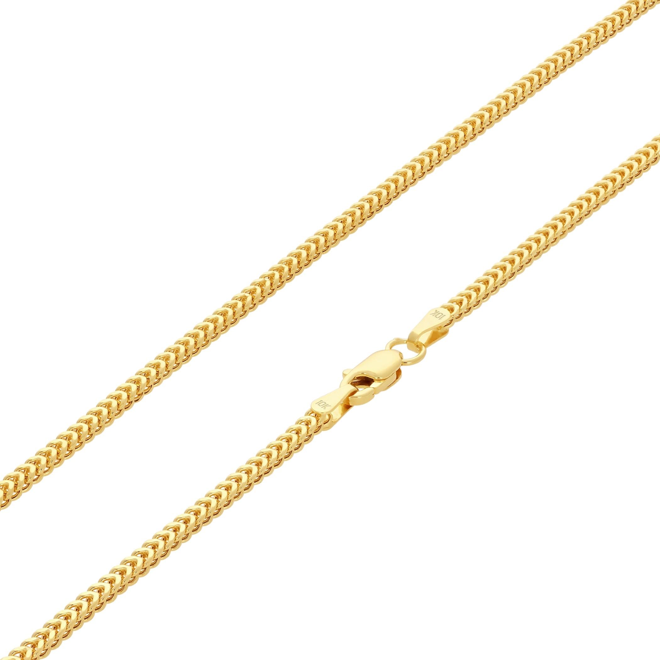 10k Real Yellow Gold Franco Square 2mm Box Chain Necklace for Men & Women - Italian Wheat Chain Jewelry 16