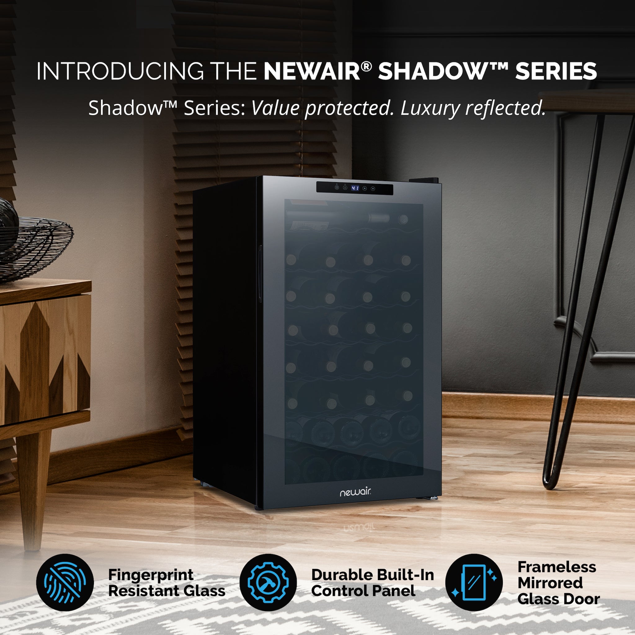 Newair® 51 Bottle 19.5 Inch Black Freestanding Wine Cooler Refrigerator - Perfect for Home Bars, Restaurants, and Wine Cellars