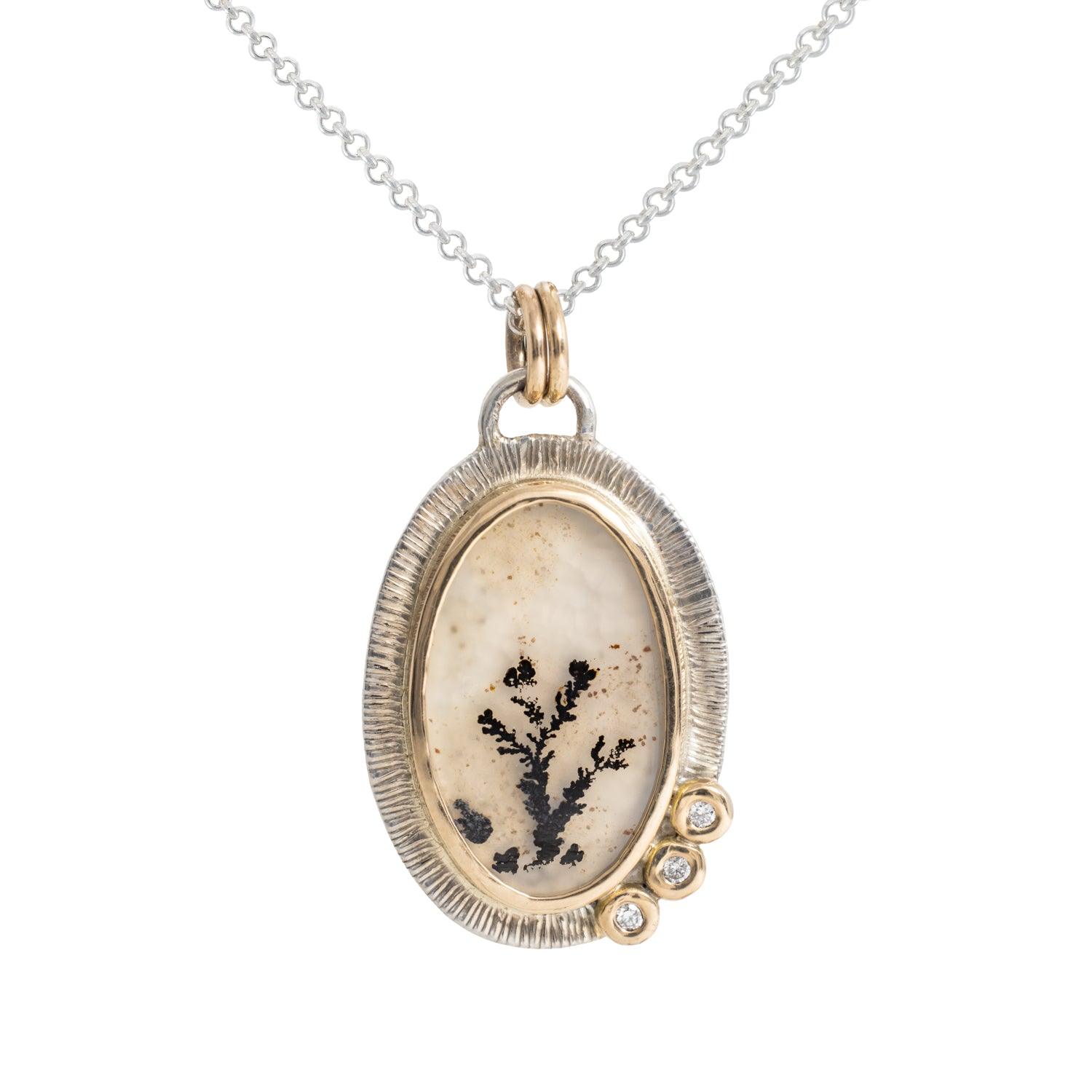 Evie Agate & Diamond Pendant Necklace for Women - Elegant Gemstone Jewelry Gift for Birthday, Anniversary & Special Occasions