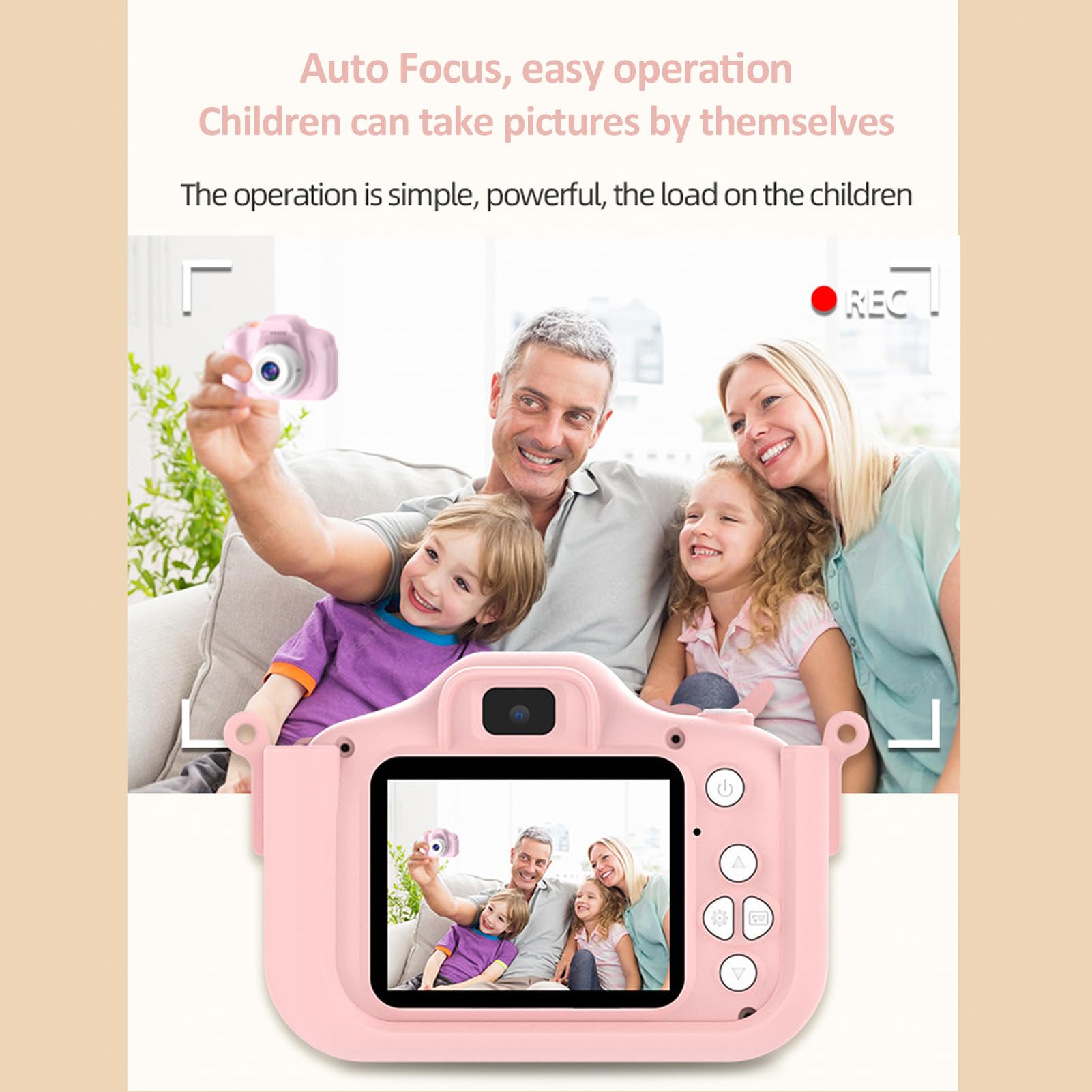 Andoer 1080P HD Kids Digital Camera - 48MP Dual Lens Selfie Camera with 2-inch IPS Screen for Boys & Girls Ages 3-12 | Perfect Birthday Gift, Christmas Present & Travel Companion for Children
