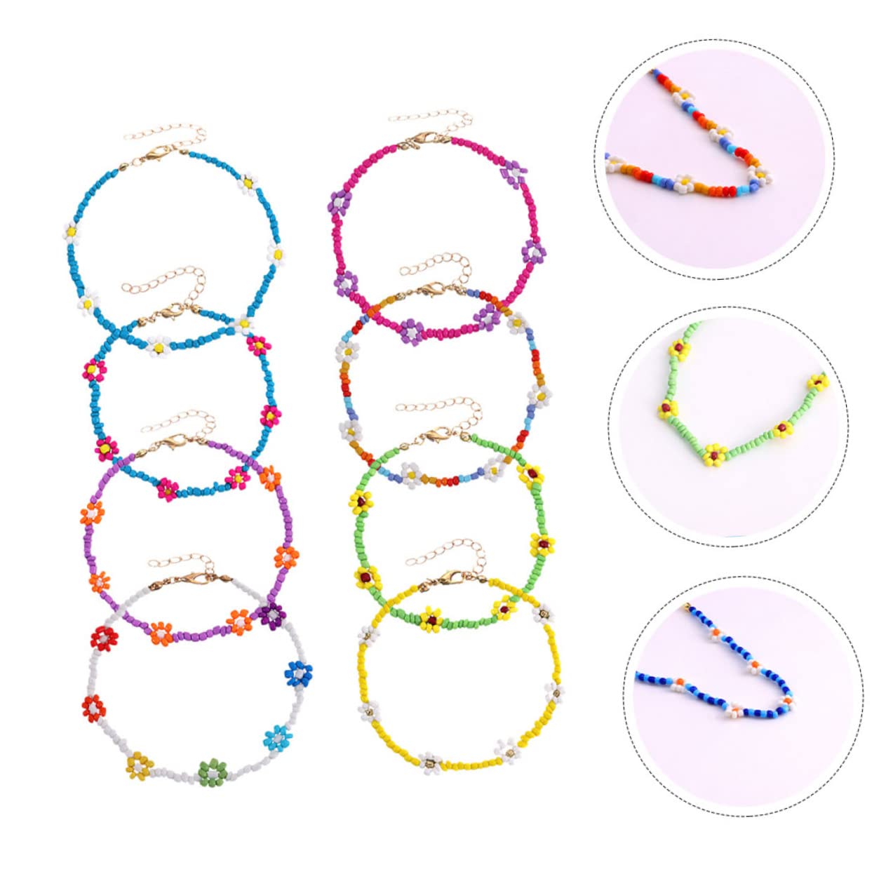 Gadpiparty 32 Pcs Colorful Beaded Anklet Set - Elastic Hawaiian Beaded Bracelets for Women & Girls, Resin Bead Jewelry for Summer Beach, Boho Festival & Vacation Accessories