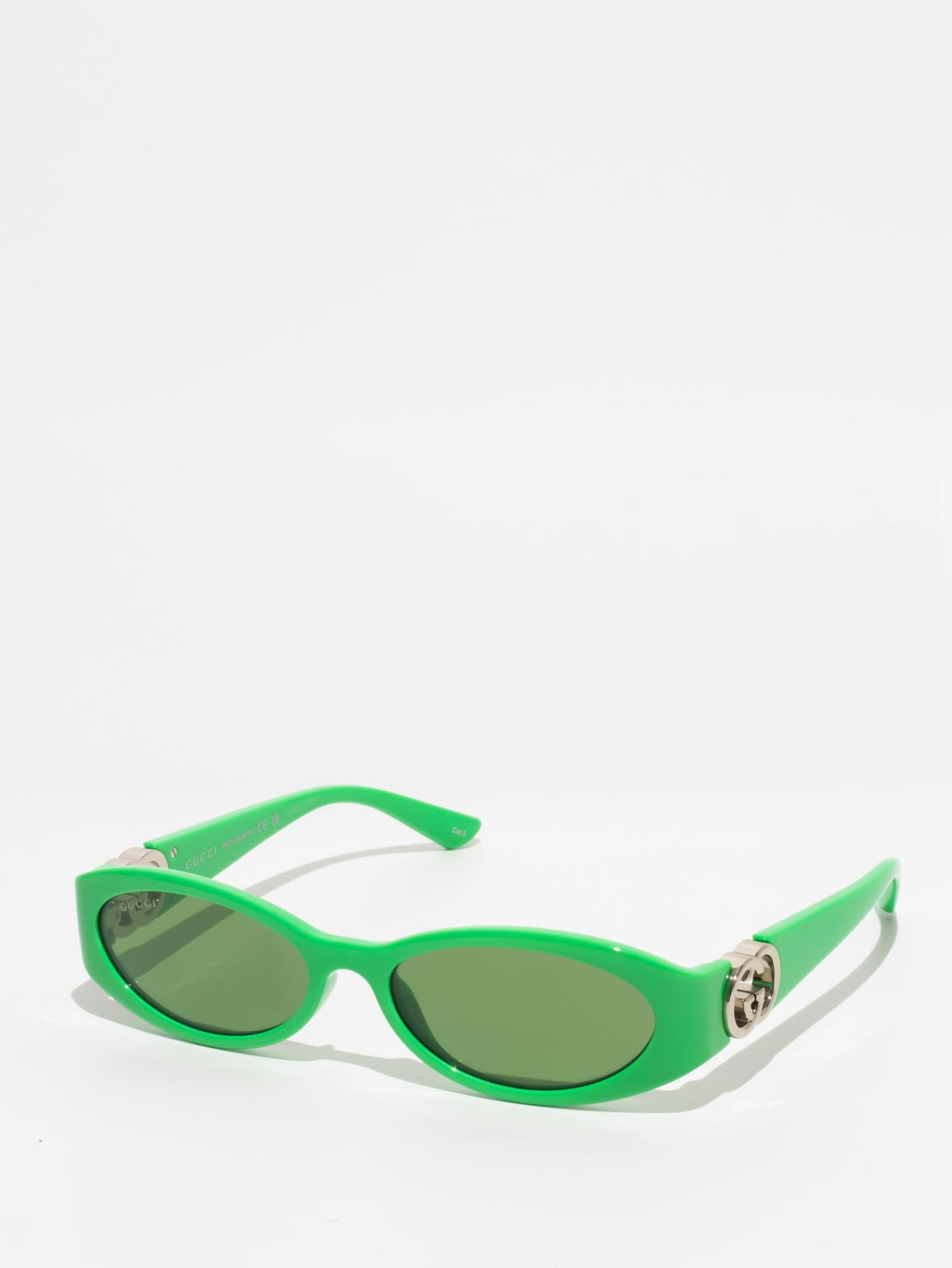 GUCCI GG1660S 005 Green & Silver Sunglasses for Women - Luxury Fashion Shades for Beach, Driving & Outdoor Activities