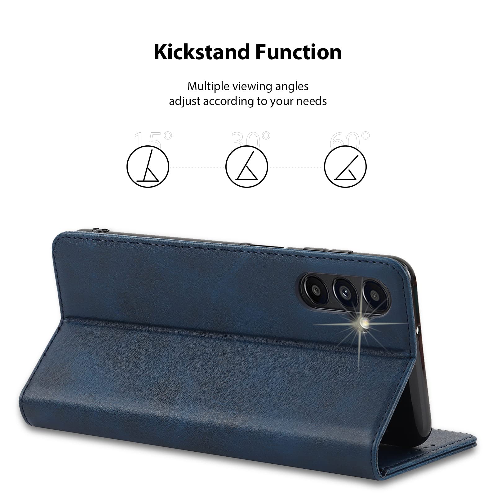Havaya Samsung Galaxy A13 5G Wallet Case with Card Holder - Flip Folio Phone Cover for Women (Dark Blue) - Perfect for Everyday Use, Travel & Business
