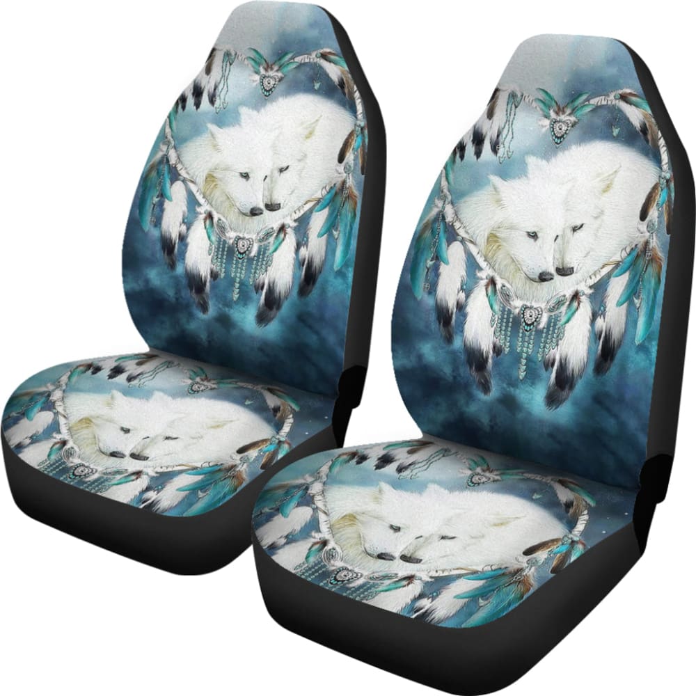 Premium Wolf Dreamcatcher Car Seat Covers for Cars, Trucks & SUVs - Stylish Protection with Native American Design - Perfect for Road Trips, Camping & Outdoor Adventures