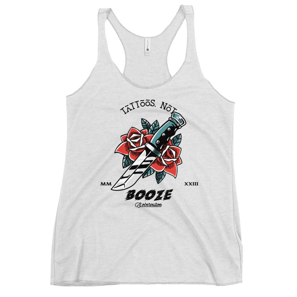 Rose Dagger Tattoo Design Women's Racerback Tank Top - Stylish Casual Wear for Summer, Gym & Street Fashion