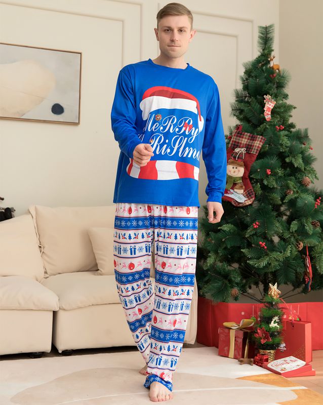 Cozy Blue Christmas Pajamas Set for Family Matching - Holiday Sleepwear for Christmas Eve & Family Photos