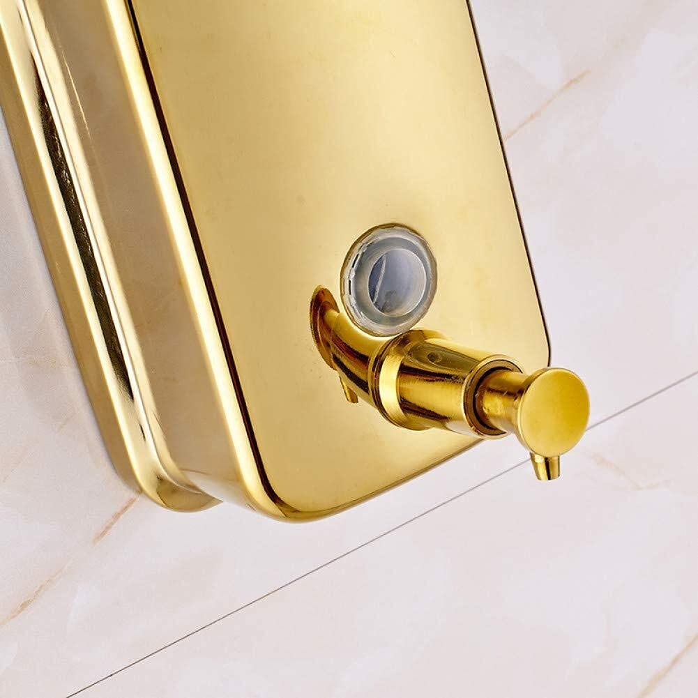 Premium Solid Brass Wall Mount Soap Dispenser - Gold Polished Bathroom Liquid Soap Container for Kitchen & Bathroom | Elegant Touch for Modern Homes
