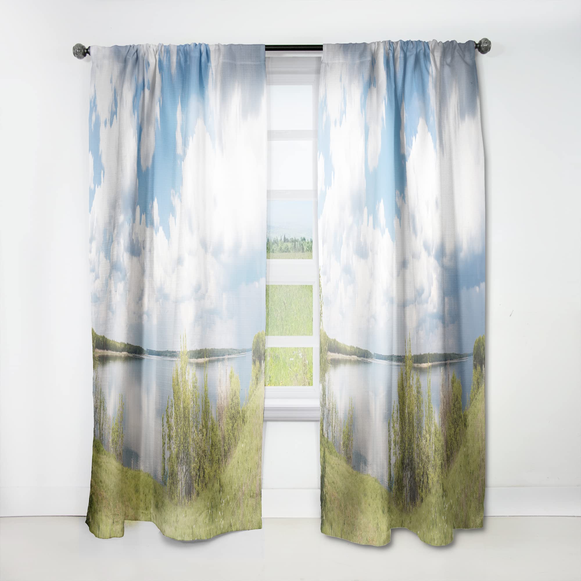 Sunny Day Cloud River Thermal Insulated Curtains - Single Panel 52x108 Inches - Blackout Drapes for Bedroom & Living Room - Perfect for Home Decor, Privacy & Temperature Control