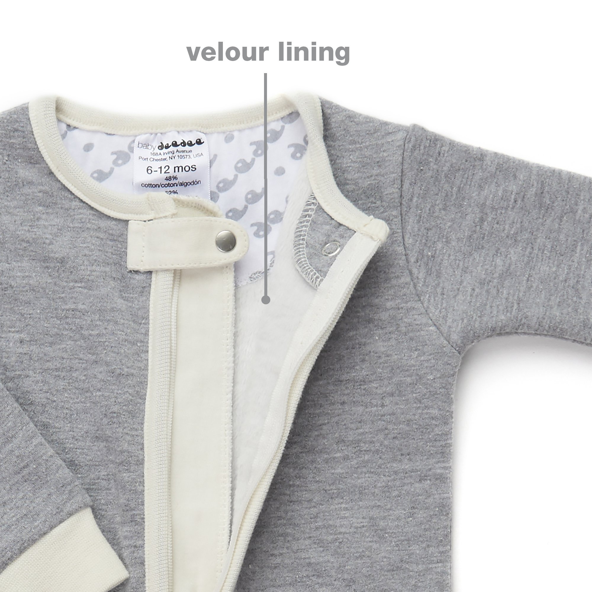 Baby Deedee Cotton Velour Romper Pajama - 3-6 Months for Cozy Sleepwear