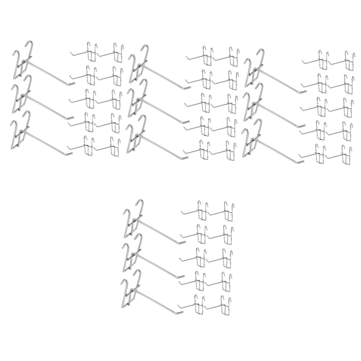 iplusmile 4 Sets 10cm Silver Supermarket Display Hooks - Heavy Duty Mesh Kitchen Hooks for Pans, Cups, Bags & Towels - Easy to Install & Carry (30pcs x 4) - Perfect for Pantry, Retail Store & Home Organization