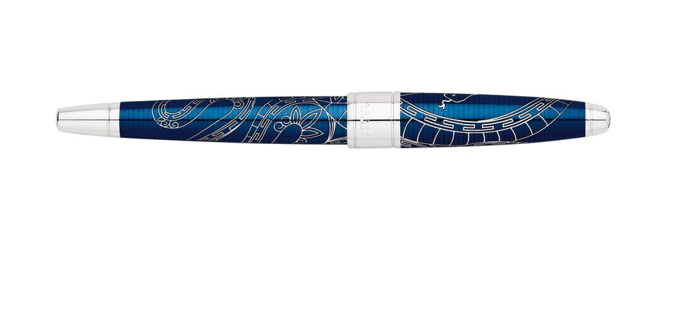 Year of The Snake Rolling Ball Pen - Blue Lacquer Gift for Chinese New Year, Zodiac Collectible, Smooth Writing for Office, School & Journaling