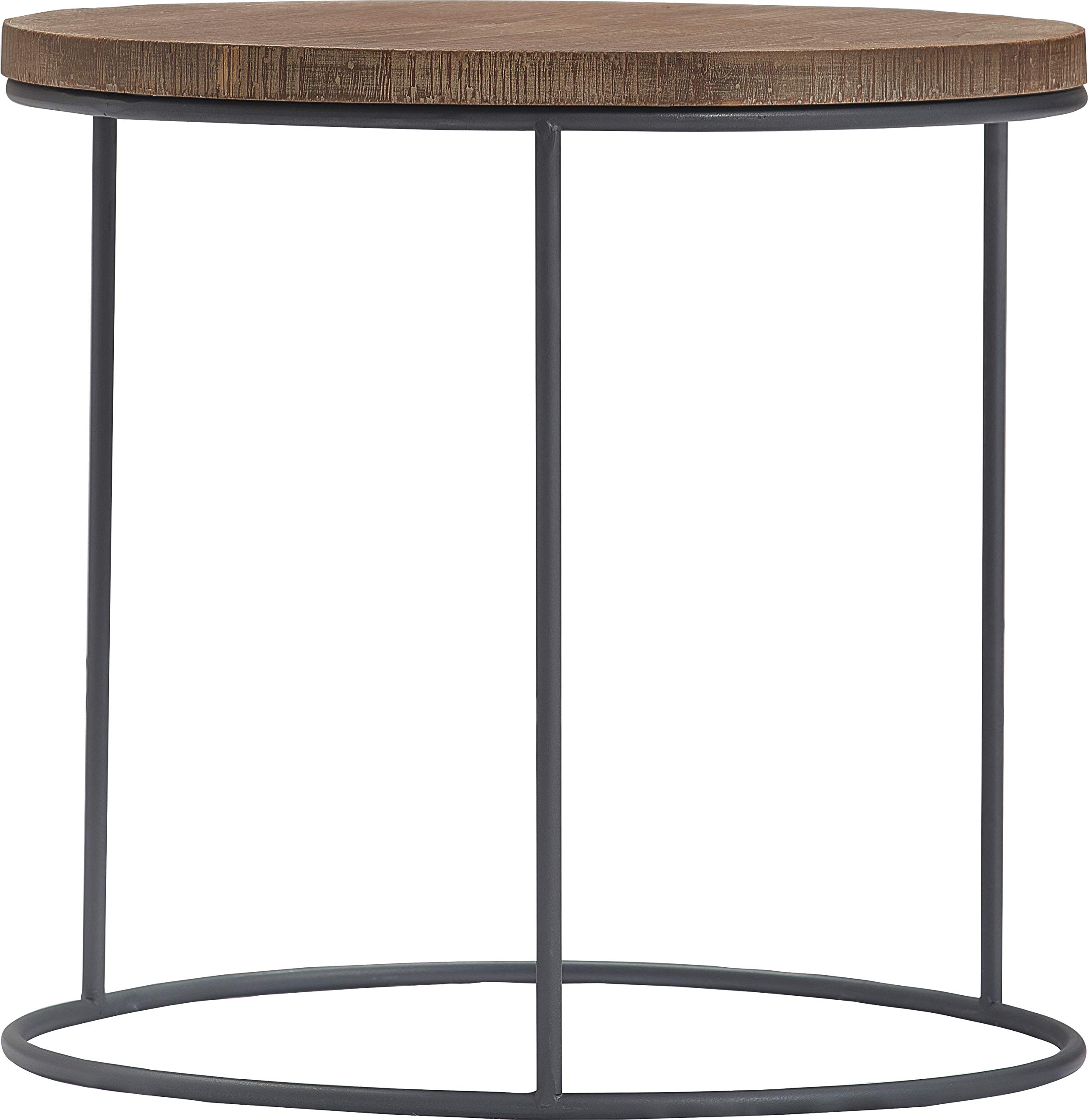 Tommy Hilfiger 3-Piece Geometric Nesting Tables Set - Round Wood & Metal Stacking End Tables, Modern Nightstands for Small Spaces - Distressed Finish | Perfect for Living Room, Bedroom & Office Decor
