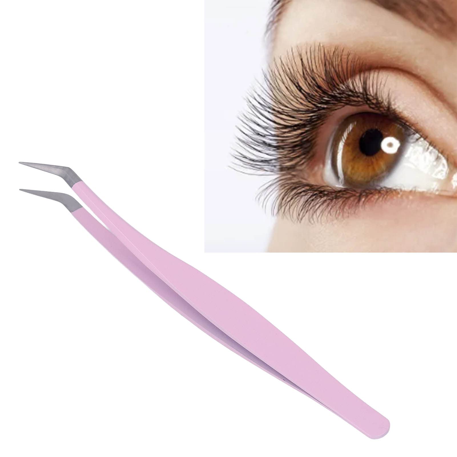 Professional Stainless Steel Eyelash Extension Tweezers - Non-Slip Grip, Precise & Lightweight Lash Applicator Tool for Salon & Home Use
