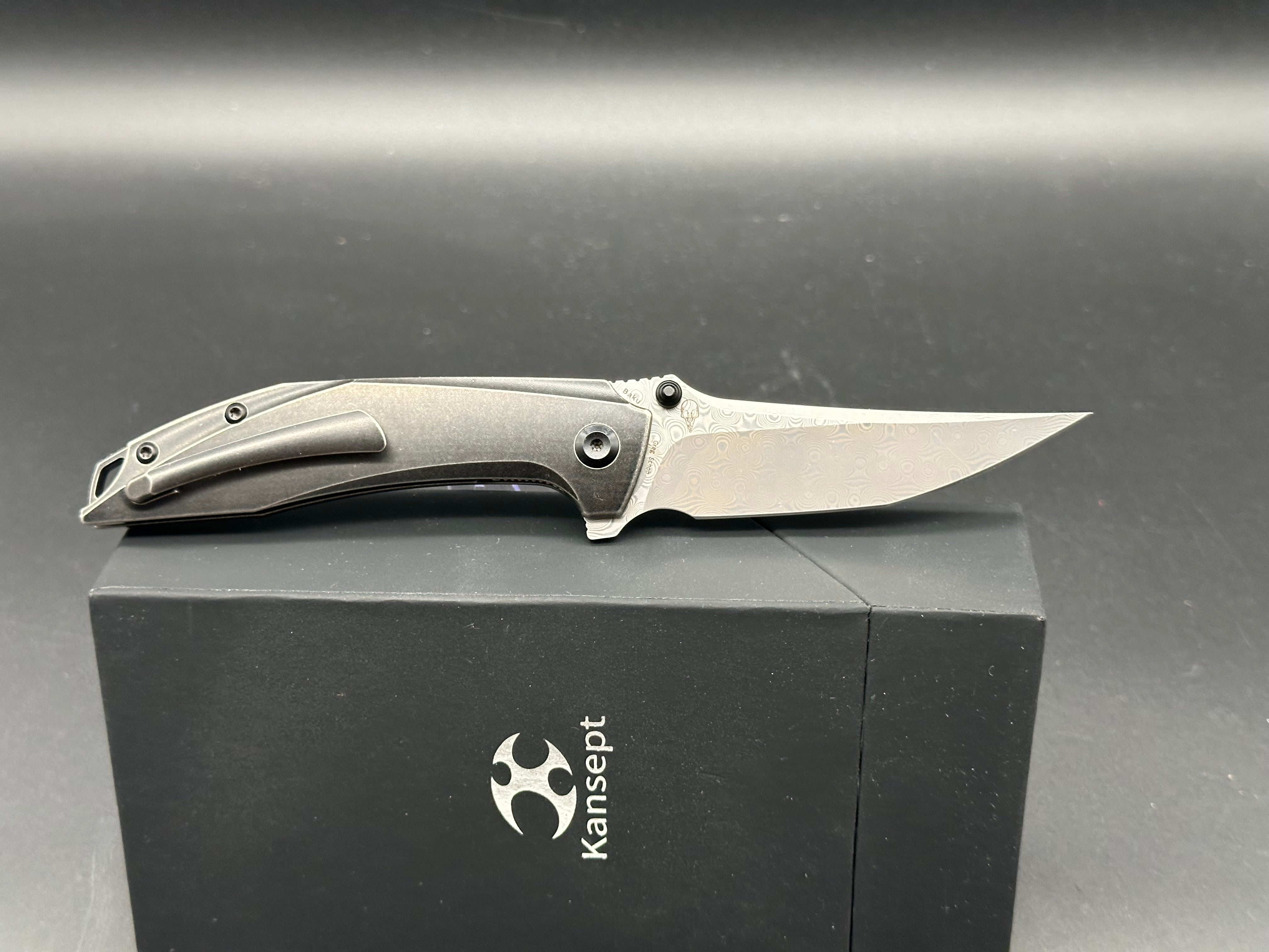 KANSEPT BAKU Titanium Handle Damascus Steel Folding Pocket Knife - EDC, Outdoor Camping & Survival Tool