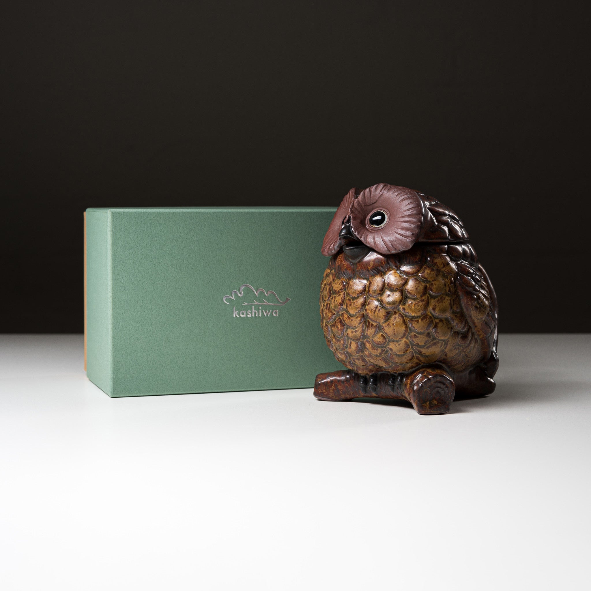 Seto Ware KASHIWA Animal Teapot - Handcrafted Japanese Owl Teapot, Ceramic Tea Pot with Infuser, Perfect for Home Decor & Tea Ceremonies