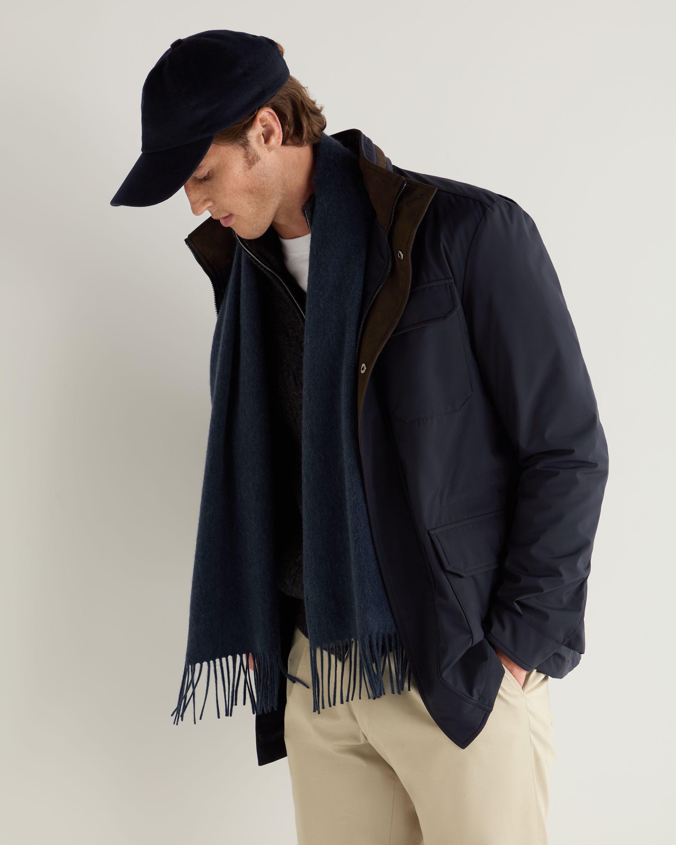 Luxury Unisex Woven Cashmere Scarf - Soft & Warm Caviar Blue Shawl for Men & Women | Perfect for Winter Fashion, Office & Outdoor Activities