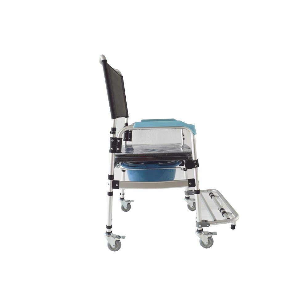 Adjustable Height Folding Shower Commode Wheelchair - 330LB Weight Capacity Mobile Shower Chair for Elderly, Disabled & Pregnant Women | Bathroom Safety Aid for Home Care & Rehabilitation Use