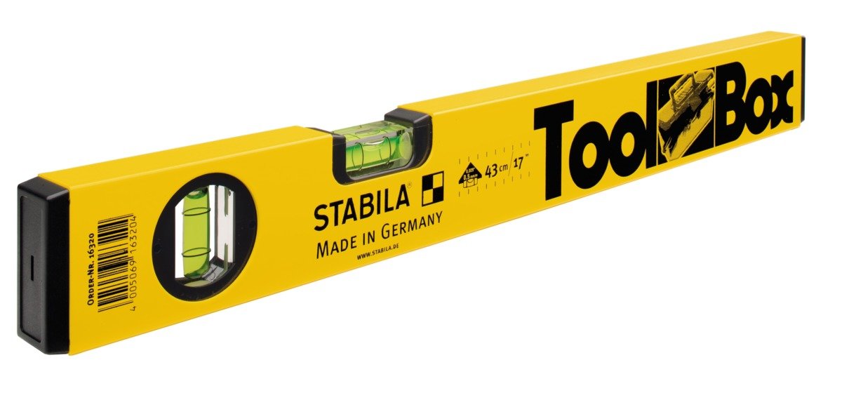 Stabila 16320 Toolbox Spirit Level - 8-Inch Aluminum Construction Level with Vial Accuracy, Yellow - Perfect for Carpentry, Masonry, and DIY Home Projects