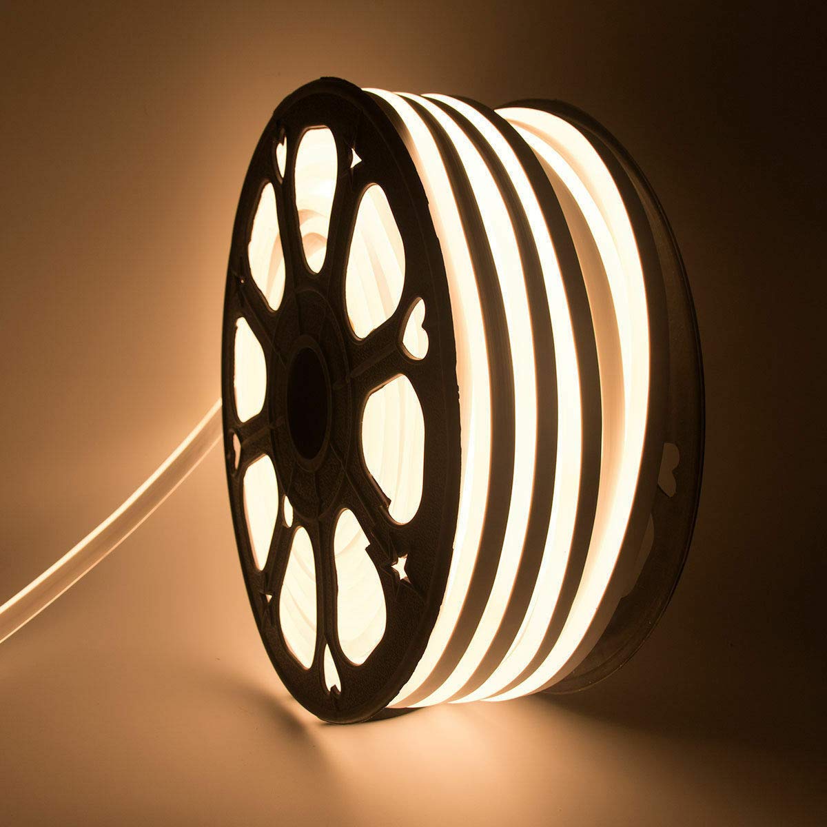 Thaisan7 50ft Waterproof Warm White LED Neon Rope Light - DC12V Flexible Strip for Boat, Bar, Home, Garden, Wedding & Party Decor - Indoor & Outdoor Lighting Solution