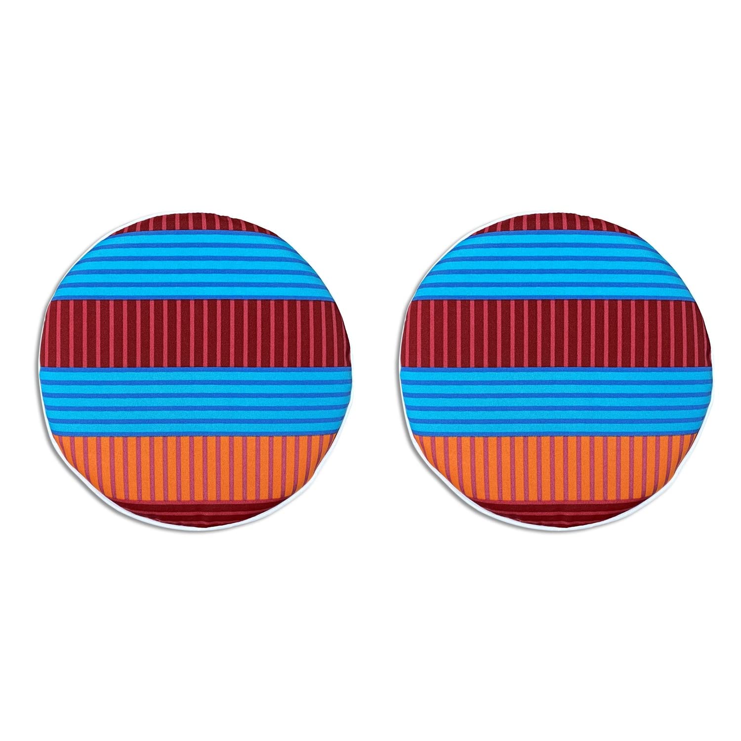 Premium 16x16 Inch Red Stripe Outdoor Bistro Chair Cushions Set of 2 - Waterproof Round Patio Seat Pads for Garden, Deck, Balcony & Outdoor Furniture (Perfect for Dining, Lounging & Entertaining)