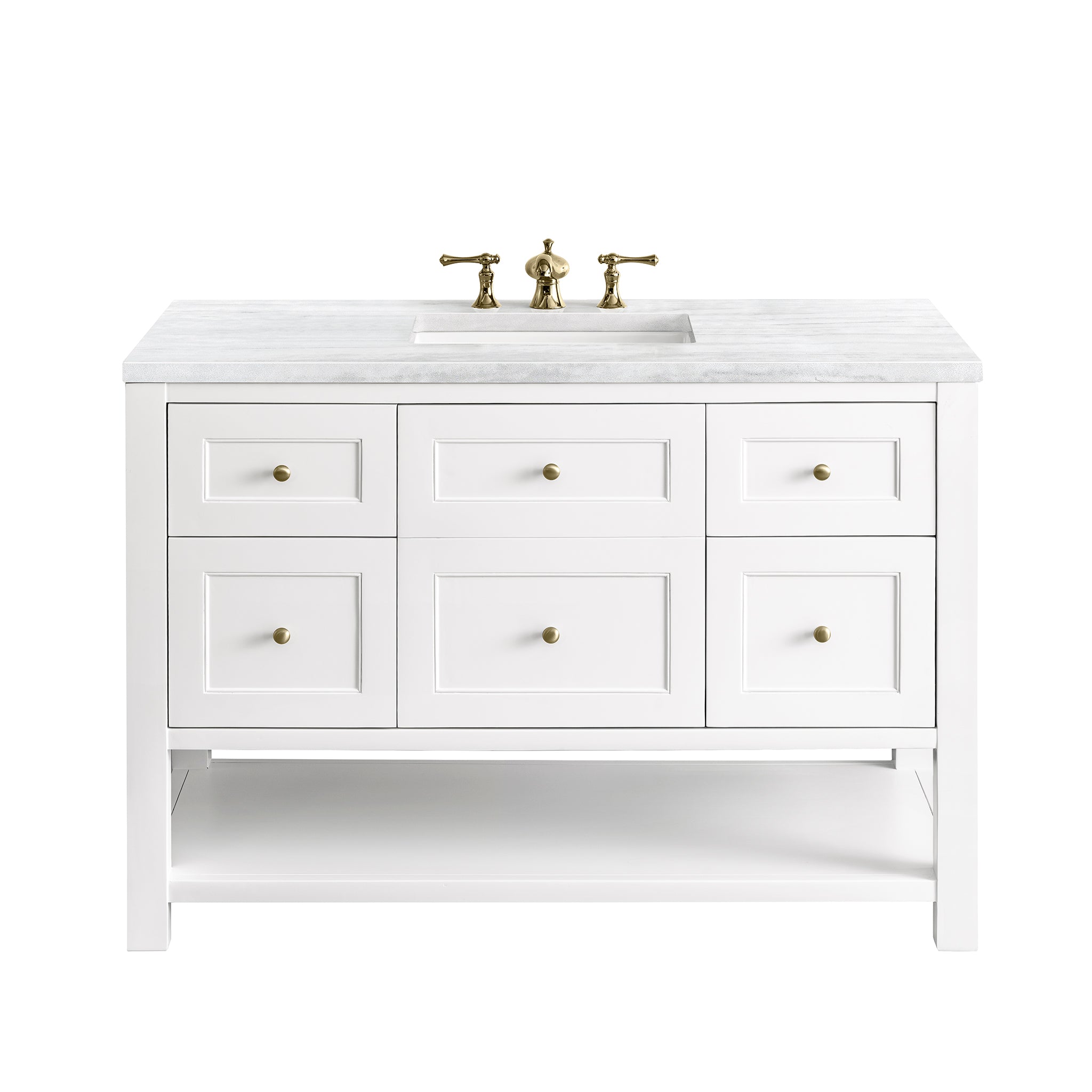 Breckenridge 48 Inch Single Bathroom Vanity Set with White Finish & 3CM Arctic Fall Quartz Countertop - Perfect for Modern Master Bathrooms & Powder Rooms
