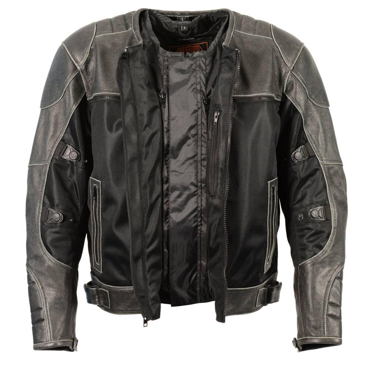 Milwaukee Performance Men's Mesh & Leather Scooter Jacket - Breathable Motorcycle Riding Gear for Urban Commuting & Outdoor Adventures