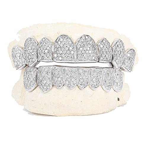 Custom 14KT Gold Zig-Zag Diamond Grillz - SI Clarity Natural Diamonds (4 Top & 10 Bottom Teeth) | Luxury Hip Hop Jewelry for Rappers & Performers | Perfect for Concerts, Music Videos & Special Events