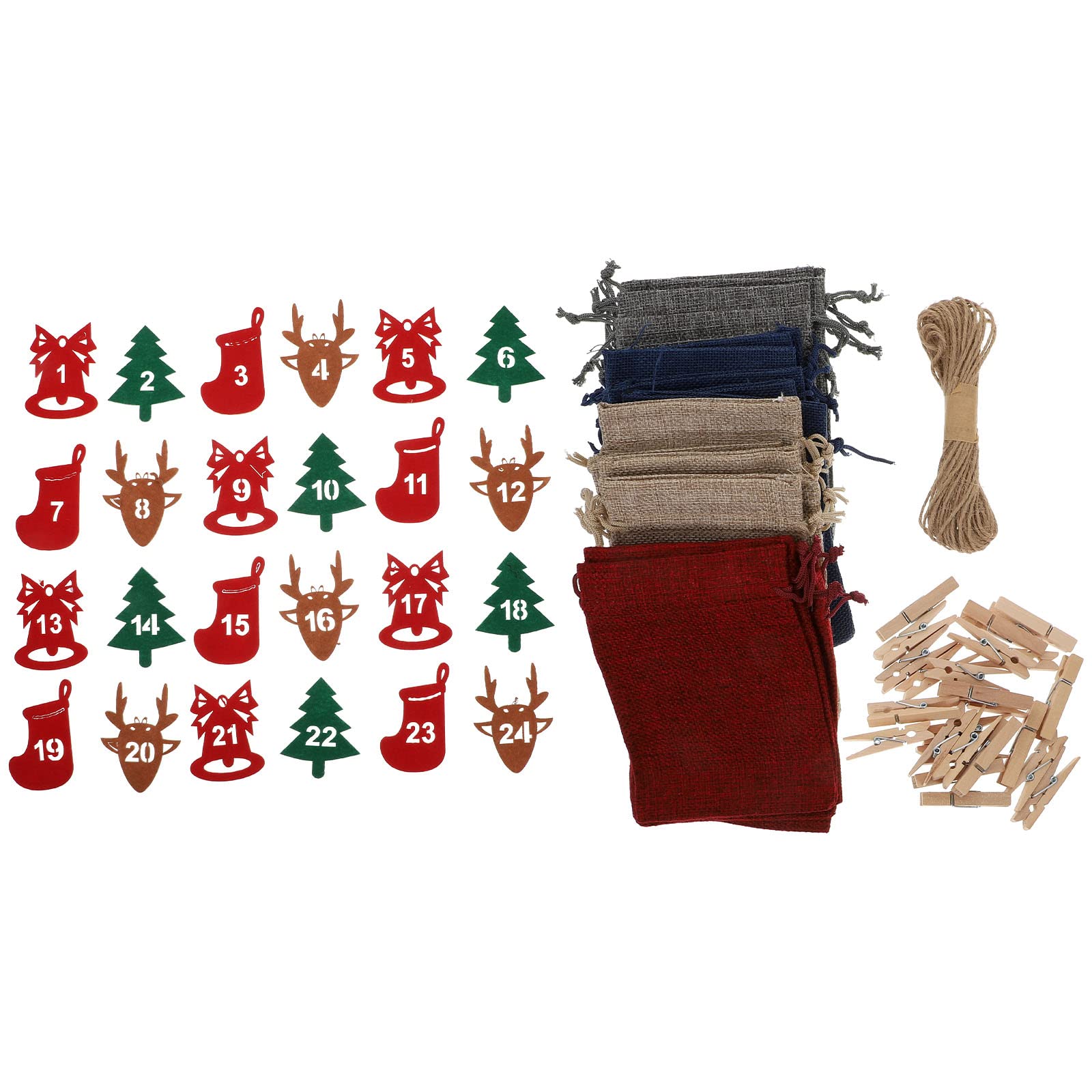 VALICLUD 24-Day Christmas Advent Calendar Bags - Countdown Drawstring Gift Bags for Holiday Decorations, Party Favors & Stocking Stuffers (Perfect for Christmas Countdown, Gift Wrapping & Festive Home Decor)