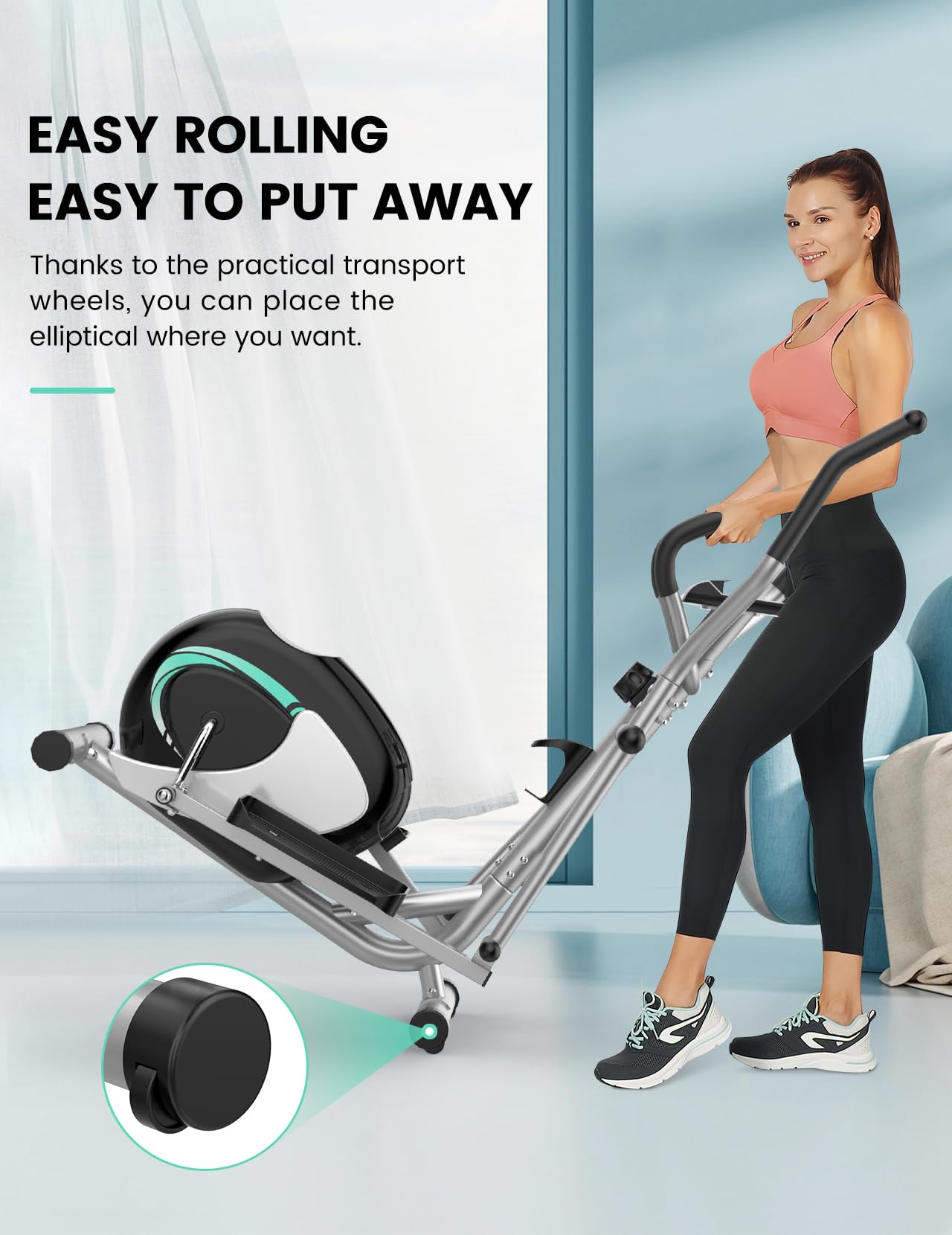 THERUN Magnetic Elliptical Machine for Home - Hyper-Quiet Compact Exercise Bike with 8-Level Resistance, 6KG Flywheel, Pulse Sensor & LCD Monitor - Perfect for Small Spaces, Home Gym & Cardio Workouts