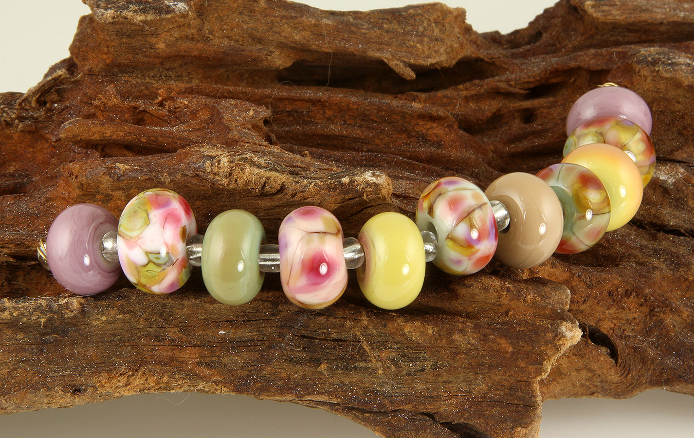 Handmade Floral Pastel Pink Lampwork Glass Beads for Jewelry Making - DIY Necklace, Bracelet, Earrings Craft Supplies - Perfect for Boho, Wedding, Gift Projects