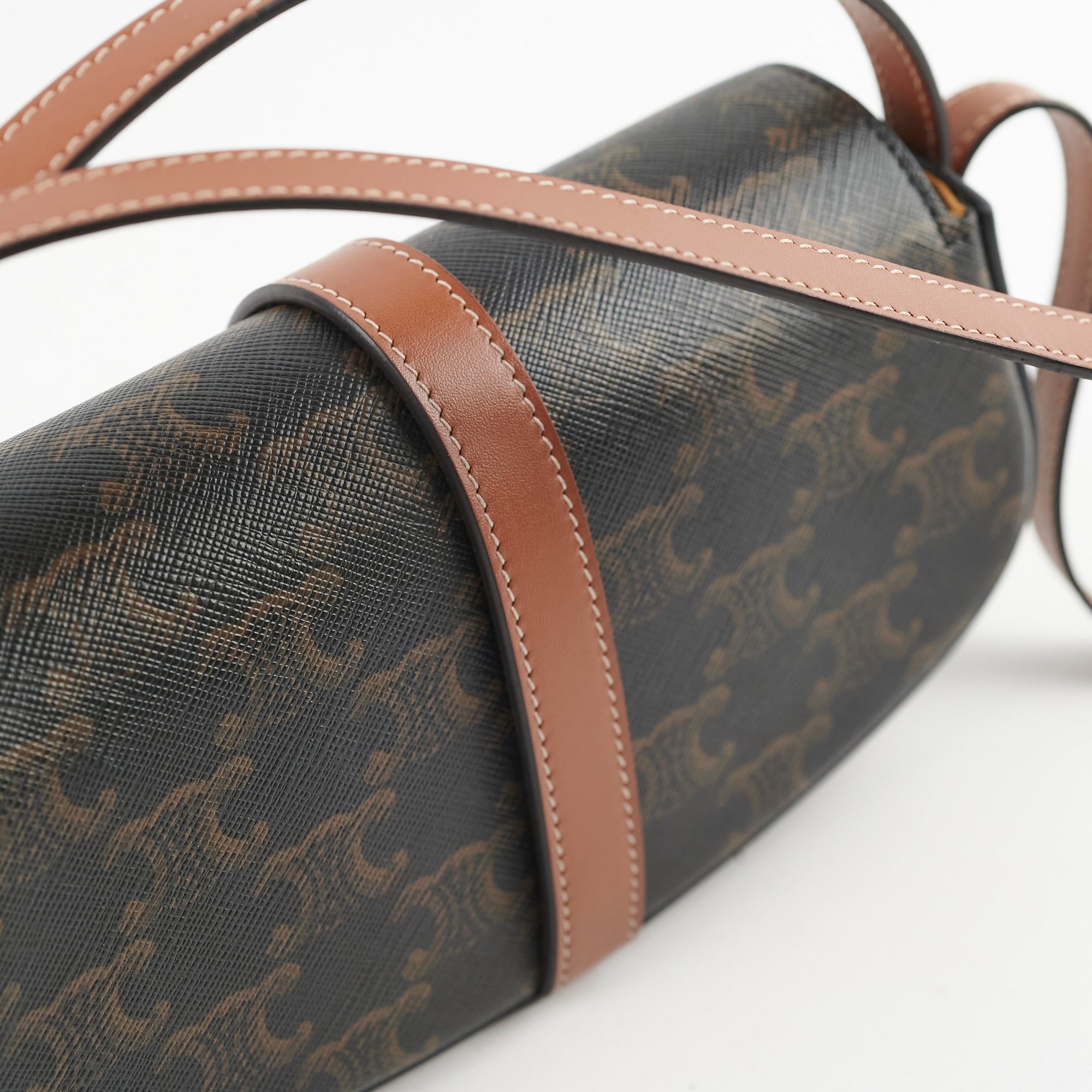 Celine Triomphe Tabou Clutch with Adjustable Strap - Genuine Leather Crossbody Bag in Brown/Tan for Women | Perfect for Evening Parties, Date Nights & Special Occasions
