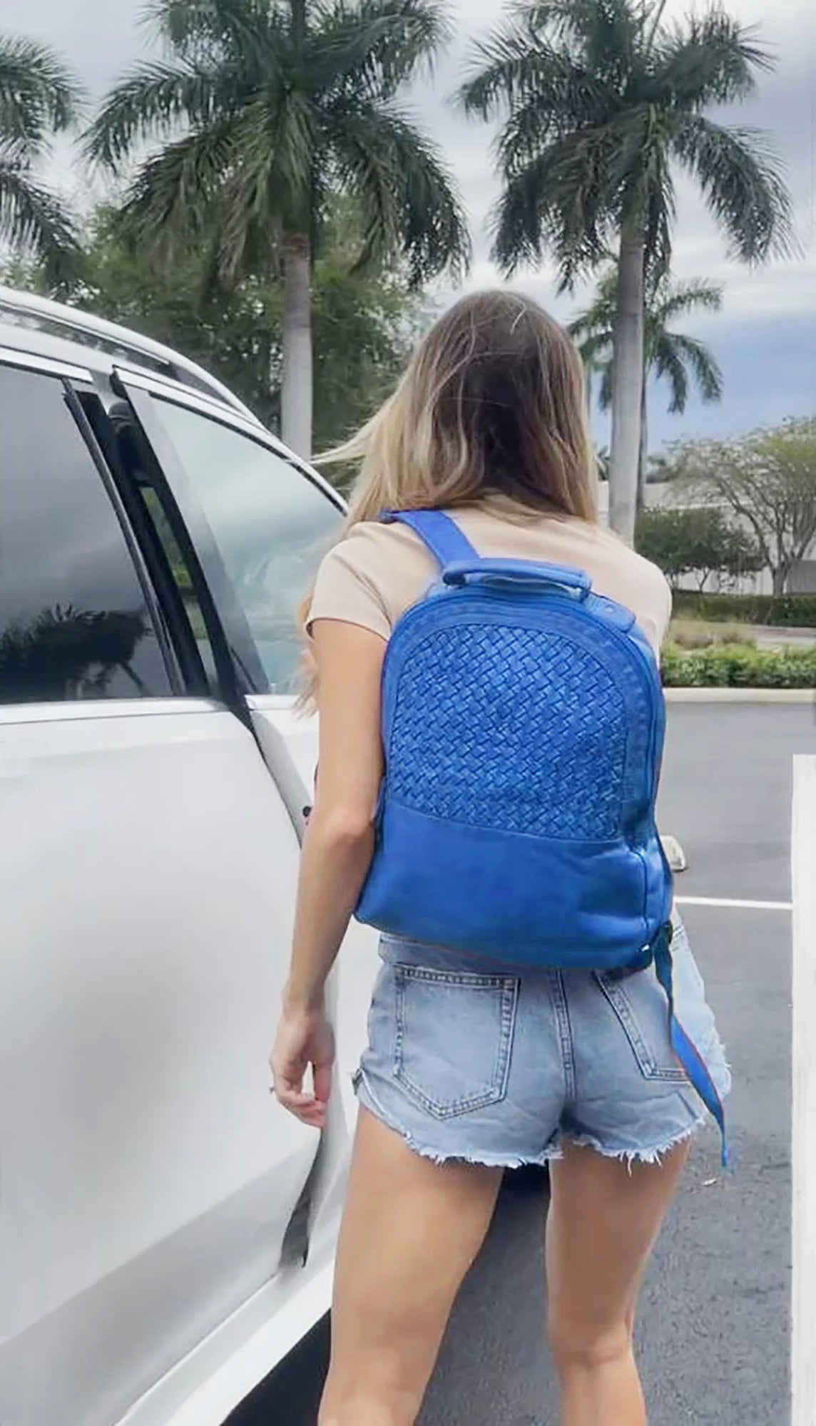 Stylish Blue Leather Laptop Backpack for Women - Perfect for Work, Travel & College | Water-Resistant & Spacious 15.6