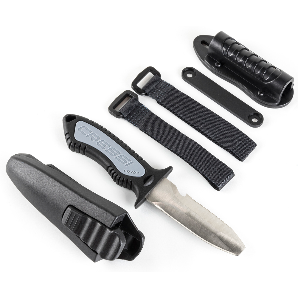 Cressi Grip Blunt Scuba Diving Knife - Stainless Steel Blade with Secure Sheath for Underwater Safety | Perfect for Snorkeling, Spearfishing & Marine Activities