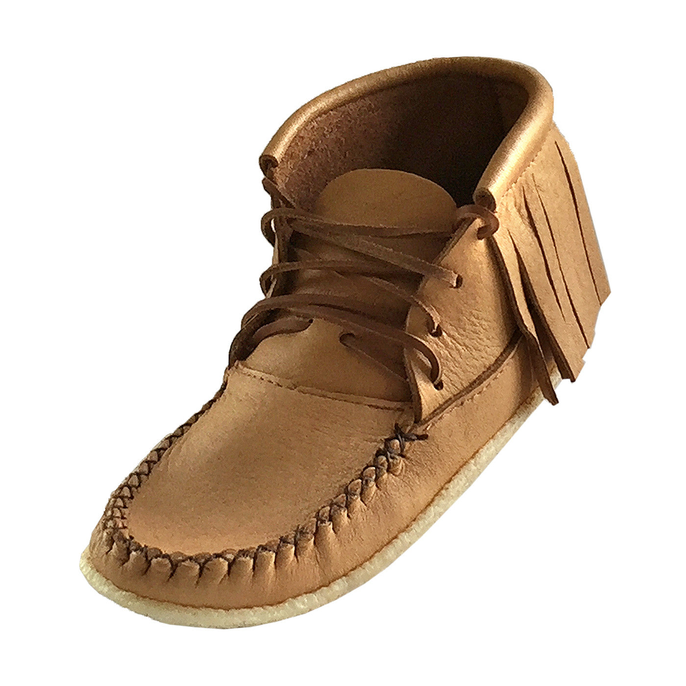 Women's Fringed Crepe Sole Moose Hide Moccasin Boots - Comfortable Winter Ankle Boots for Casual Wear & Outdoor Adventures