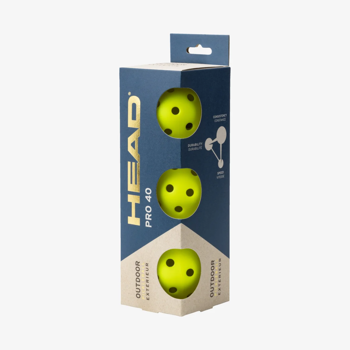 Head Pro 40 Outdoor Pickleball Paddles Set of 3 - Premium Graphite Paddles with Cushion Grip for Tennis & Pickleball Players - Perfect for Backyard, Park & Court Games