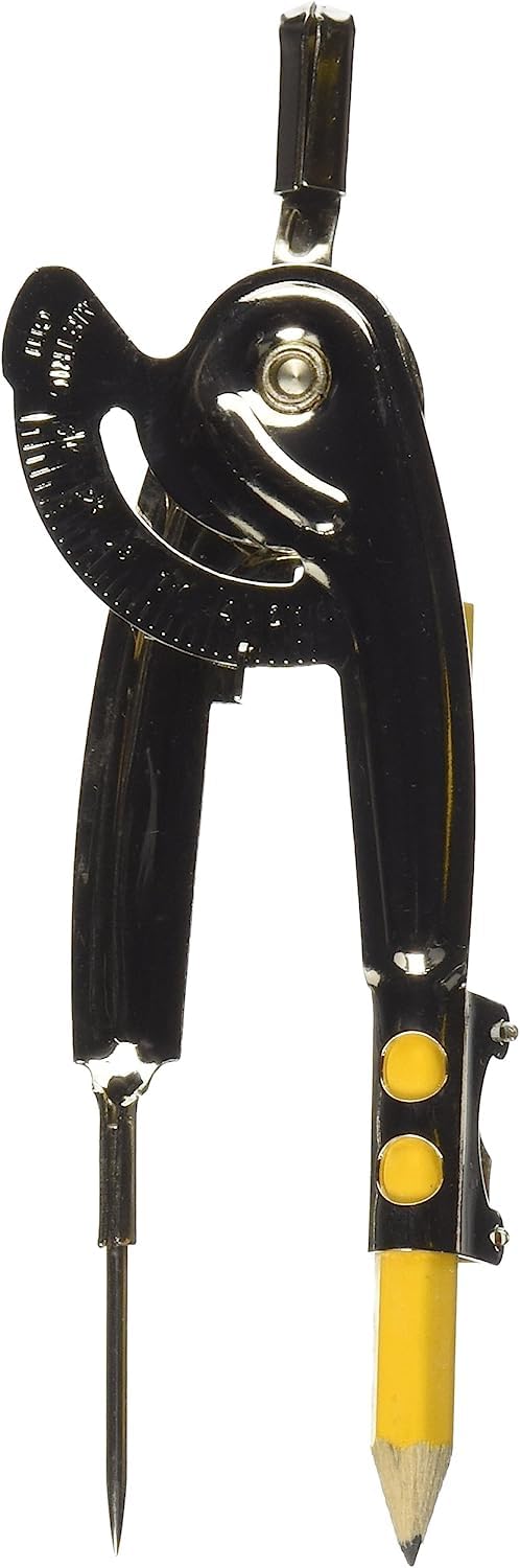 Westcott Metal Ball Bearing Compass with Pencil - Nickel Plated Drafting Tool (12201) - Perfect for Geometry, Engineering, and School Math Class