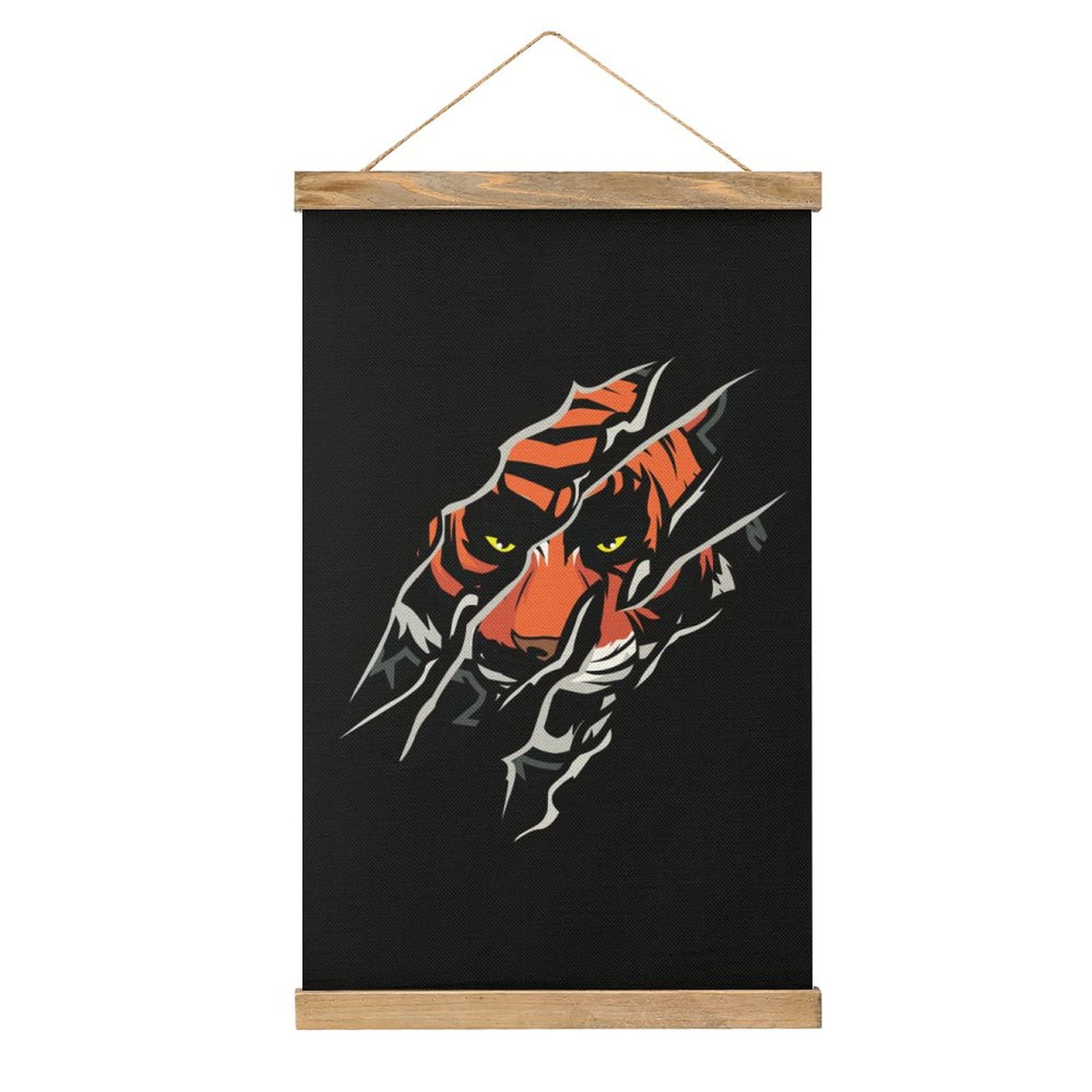 Tiger Claw Mark Canvas Wall Art - Framed Wooden Hanging Poster for Home & Office Decor | Jungle Theme Painting for Living Room, Bedroom, or Office